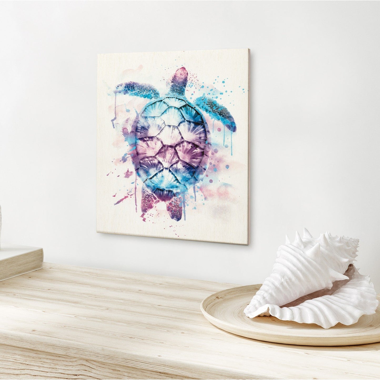 JennyGems Sea Turtle Decor, Watercolor Turtle Wall Art Wooden Sign, Beach Sign