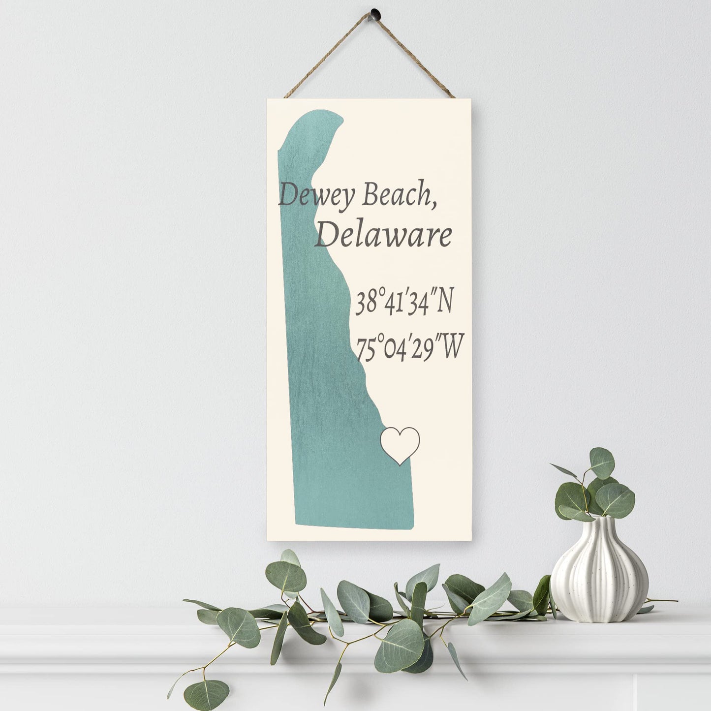 JennyGems Dewey Beach, Delaware Nautical Wood Sign, 6x13 Inches, Delaware Gifts, Made in USA