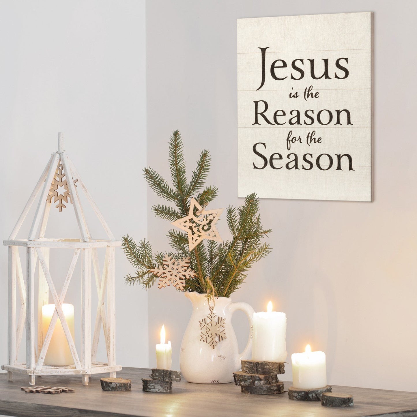 JennyGems Jesus Is The Reason For The Season, Christmas Decorations (White)