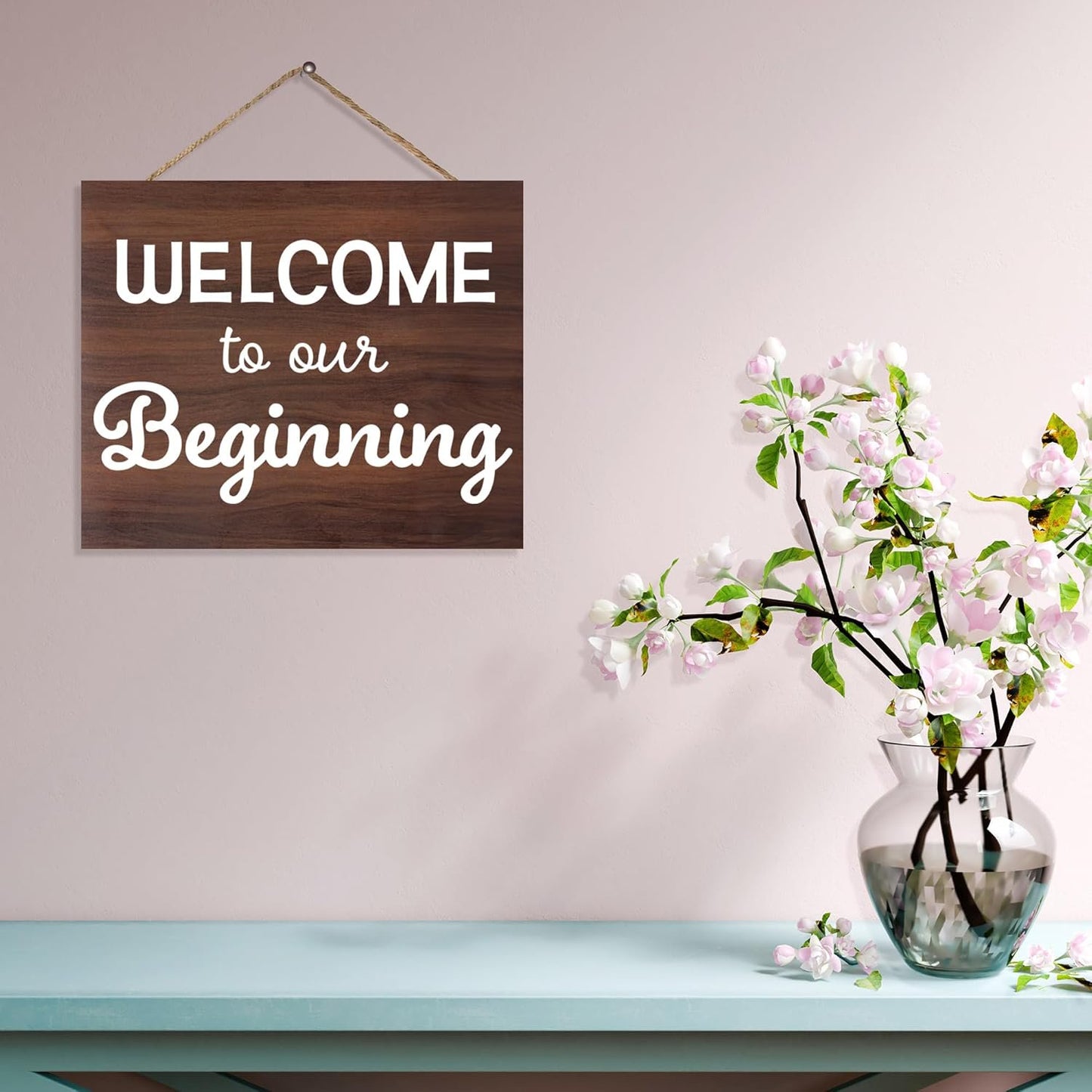Welcome to the Beginning Sign: Minimalist Wood Wedding & Housewarming Decor