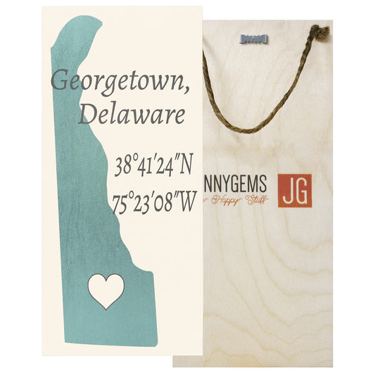 JennyGems Georgetown, Delaware 6x13 Inch Nautical Wood Sign, Hanging Wall Decor, Hometown Pride Signs, Delaware Gifts, American Made
