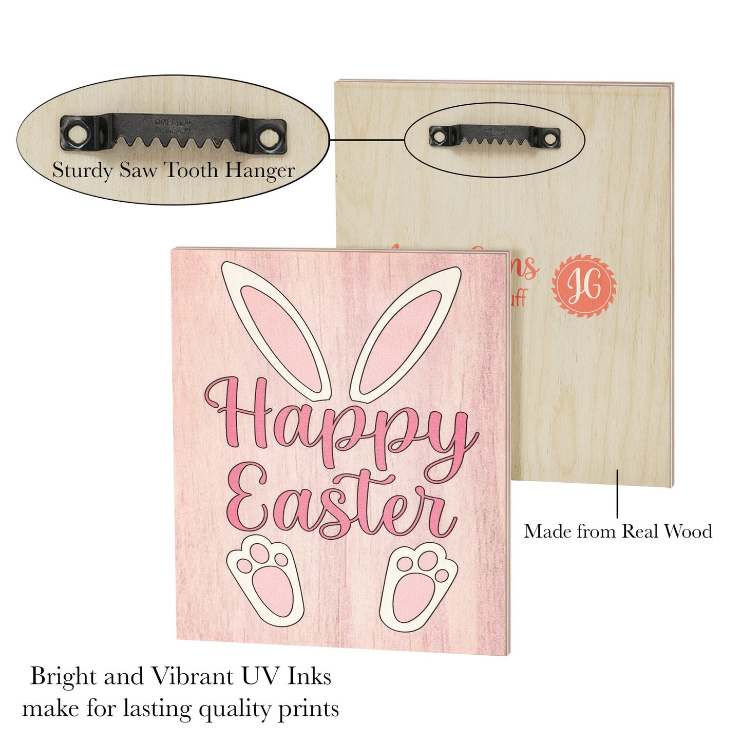 JennyGems Easter Decorations for the Home, Easter Sign, Farmhouse Easter Decor, 7.25 x 6 Wooden Sign, Made in USA