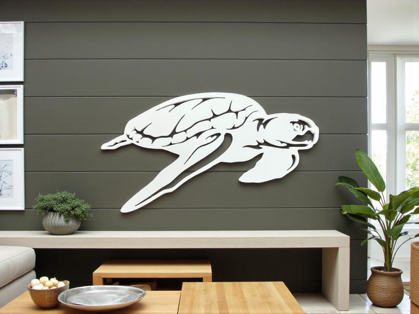 Outdoor Sea Turtle PVC Sign - Coastal Beach House Wall Art