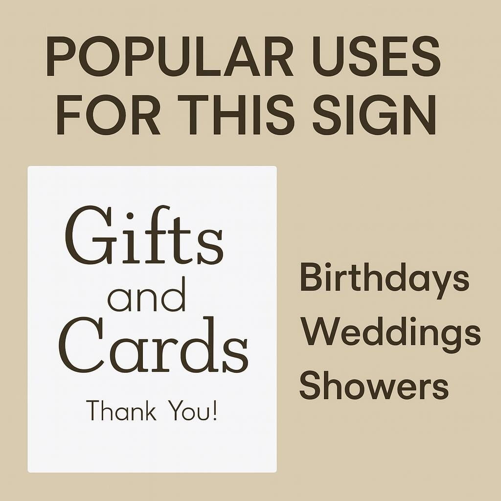 Elegant Gifts and Cards Wedding Sign: Wooden Table Decor, 10x11