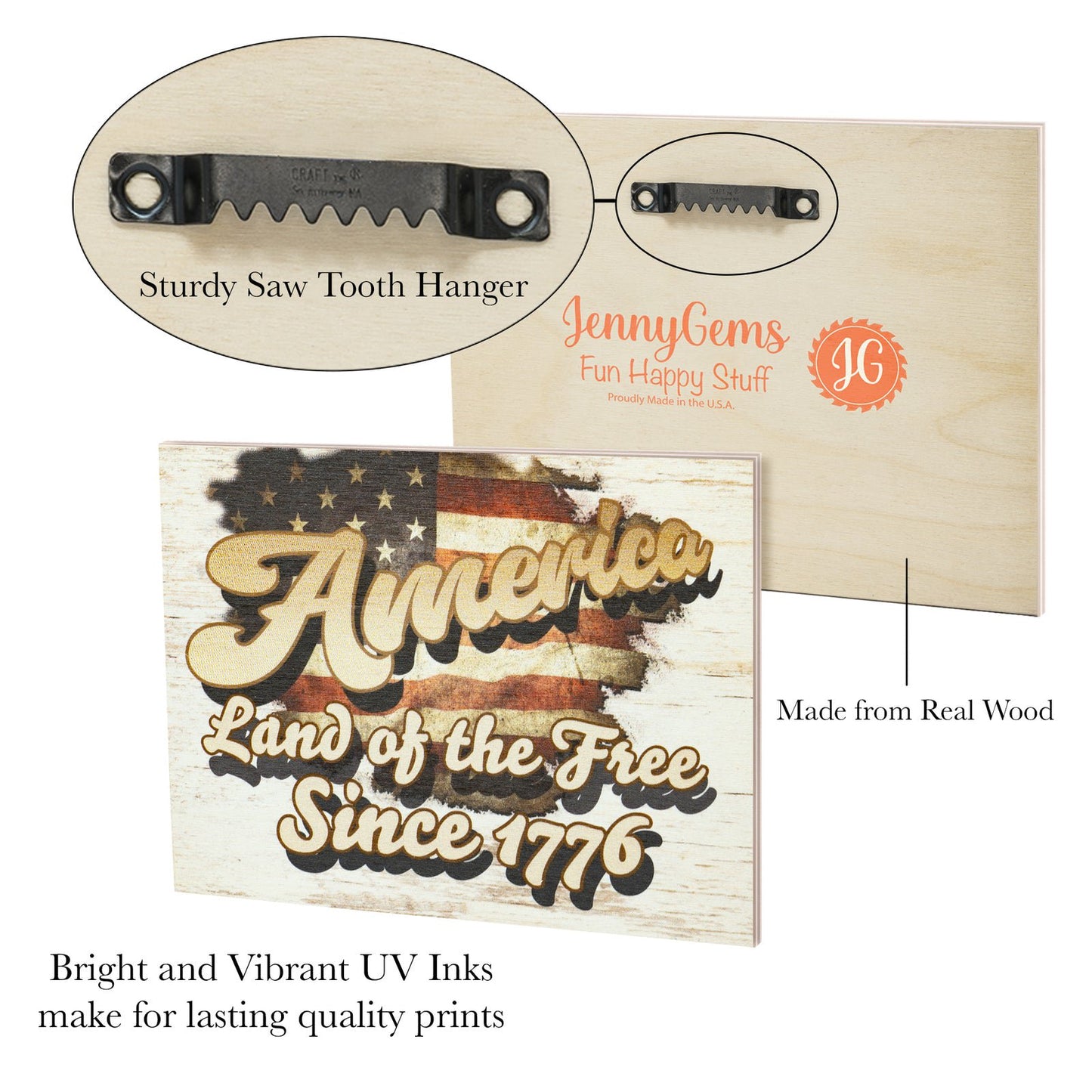 America Land of the Free Wooden Sign, Patriotic 4th of July Decor, Memorial Day