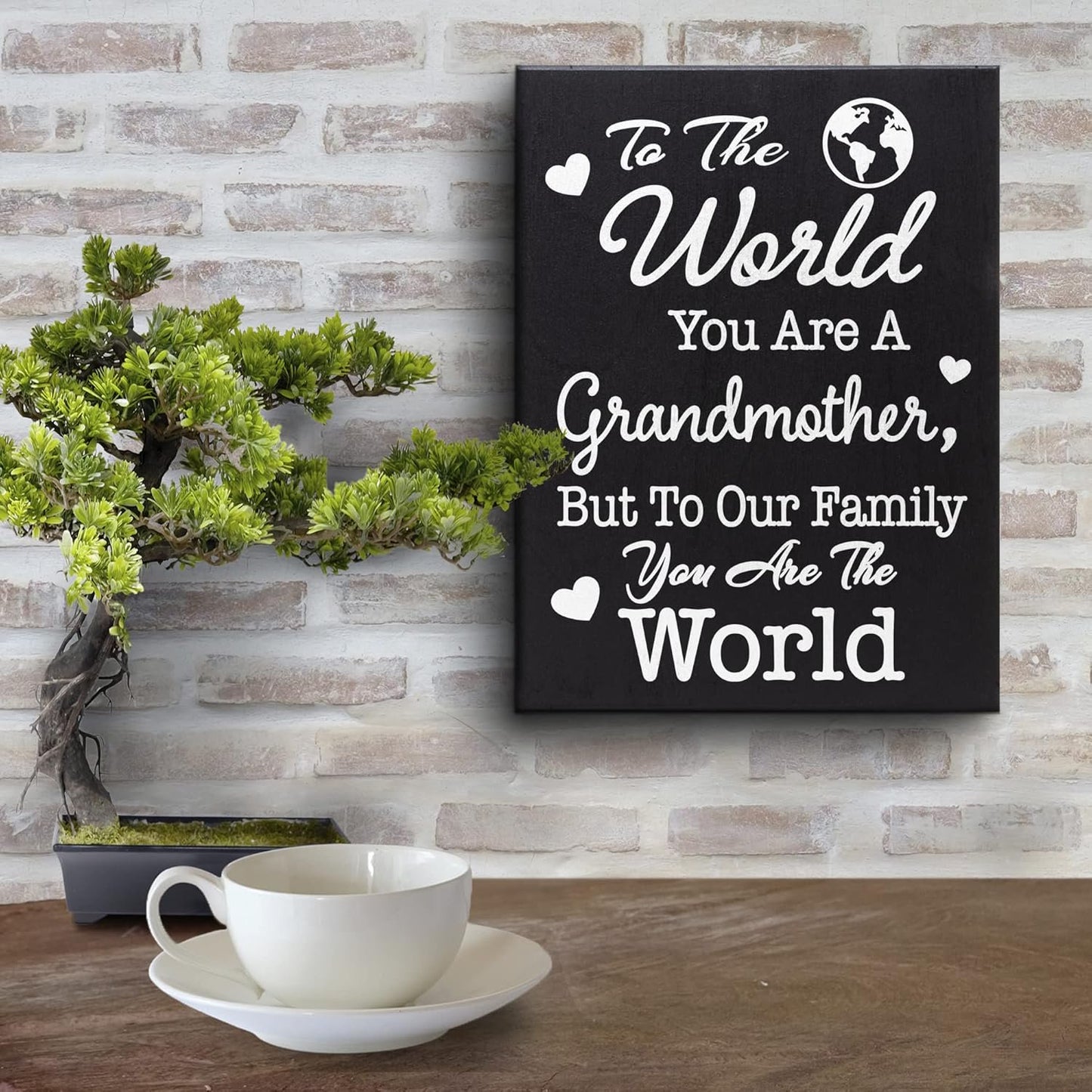 JennyGems Grandmother Gifts, To the World You Are a Grandmother Wooden Sign, Shelf Decor and Wall Hanging, Made in USA