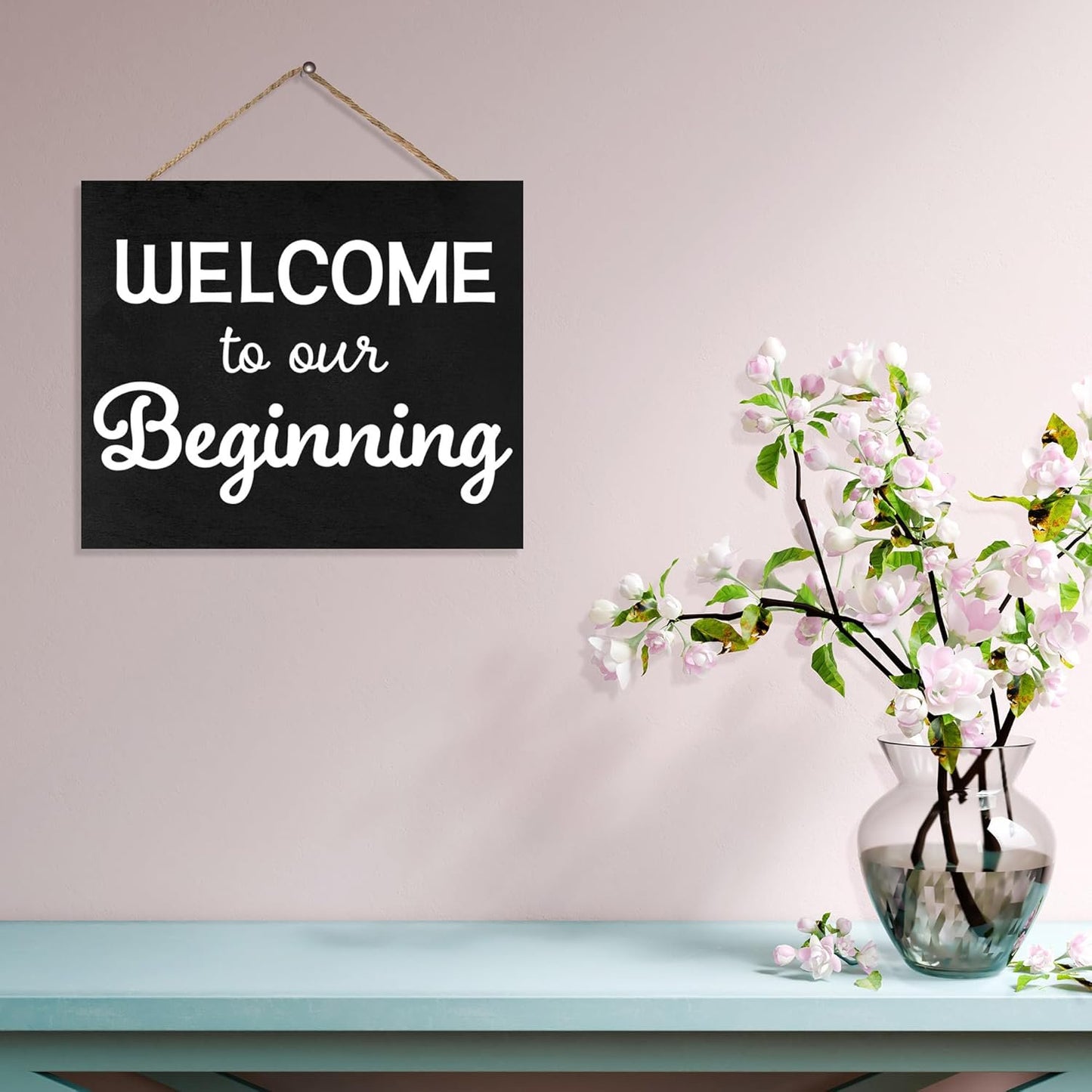 Welcome to the Beginning Sign: Minimalist Wood Wedding & Housewarming Decor