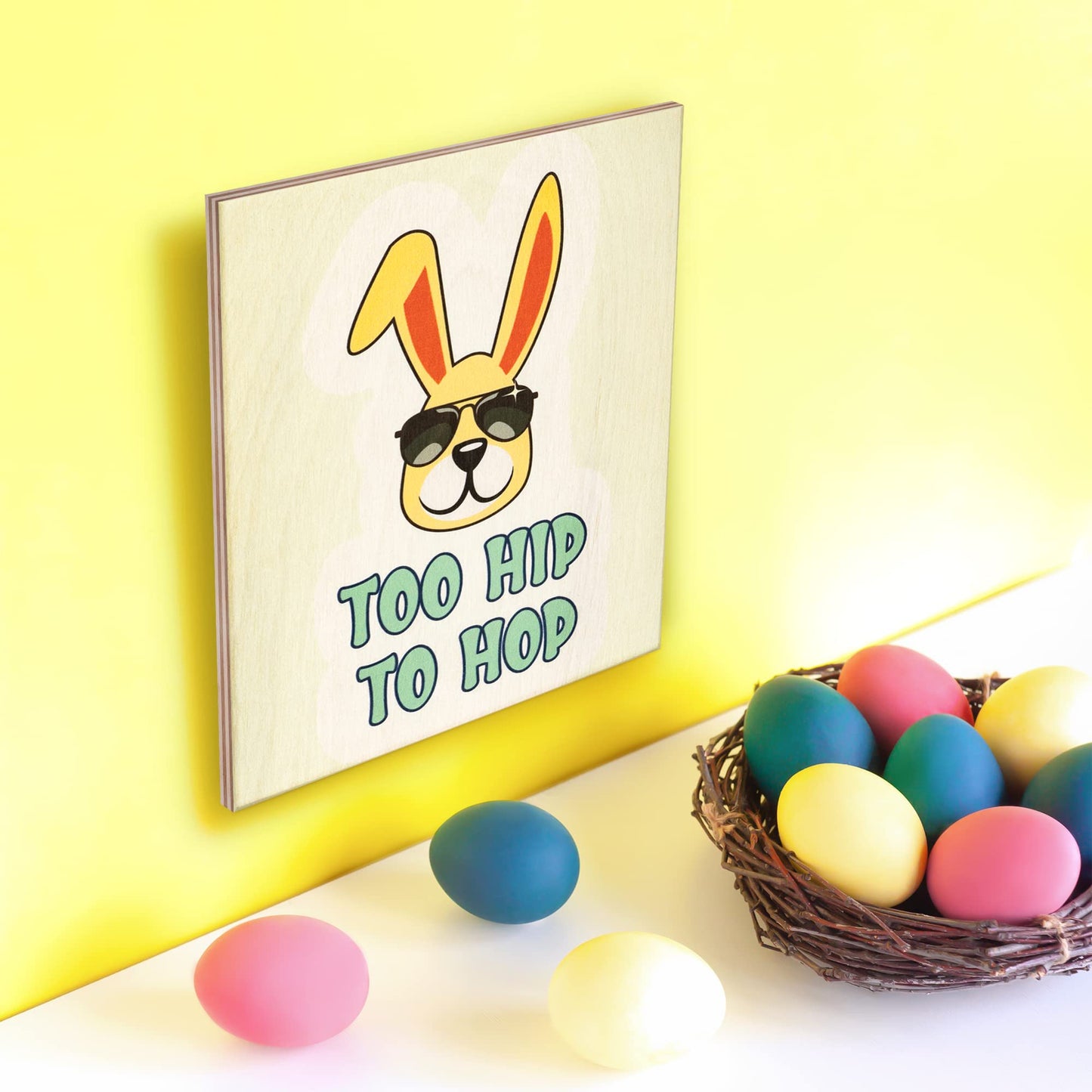 JennyGems Easter Decorations for the Home, Easter Sign, Farmhouse Easter Decor, 7.25 x 6 Wooden Sign, Made in USA