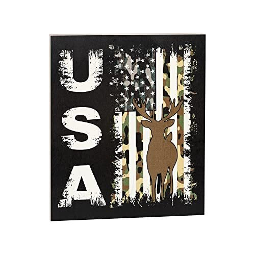 JennyGems Patriotic Decor, American Flag Camo Sign, 4th of July, Memorial Day