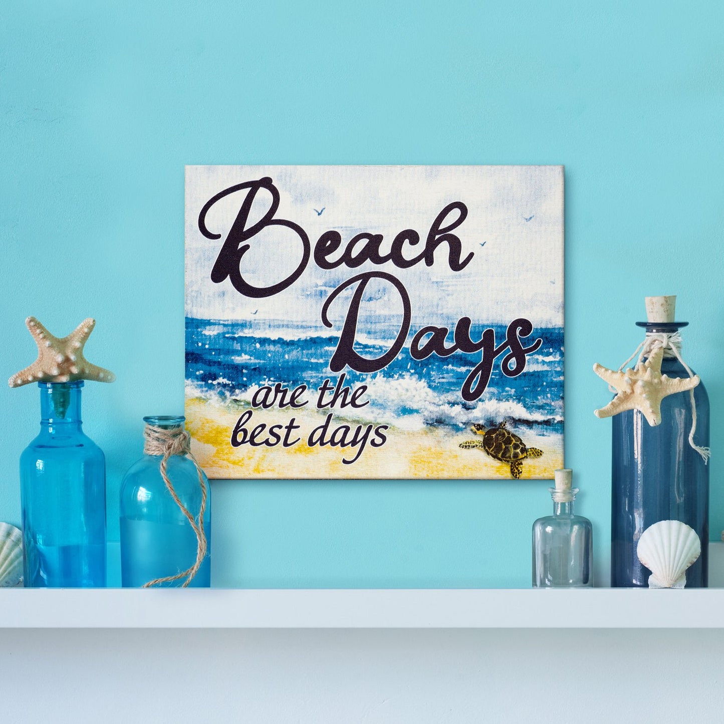 JennyGems Beach Days Are the Best Days, Bathroom Sea Turtle Decor, Beach Signs