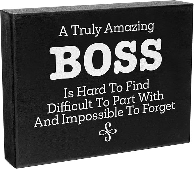 JennyGems Boss & Mentor Appreciation Gifts - 8x6 Inch Wood Sign for Bosses Day & Retirement