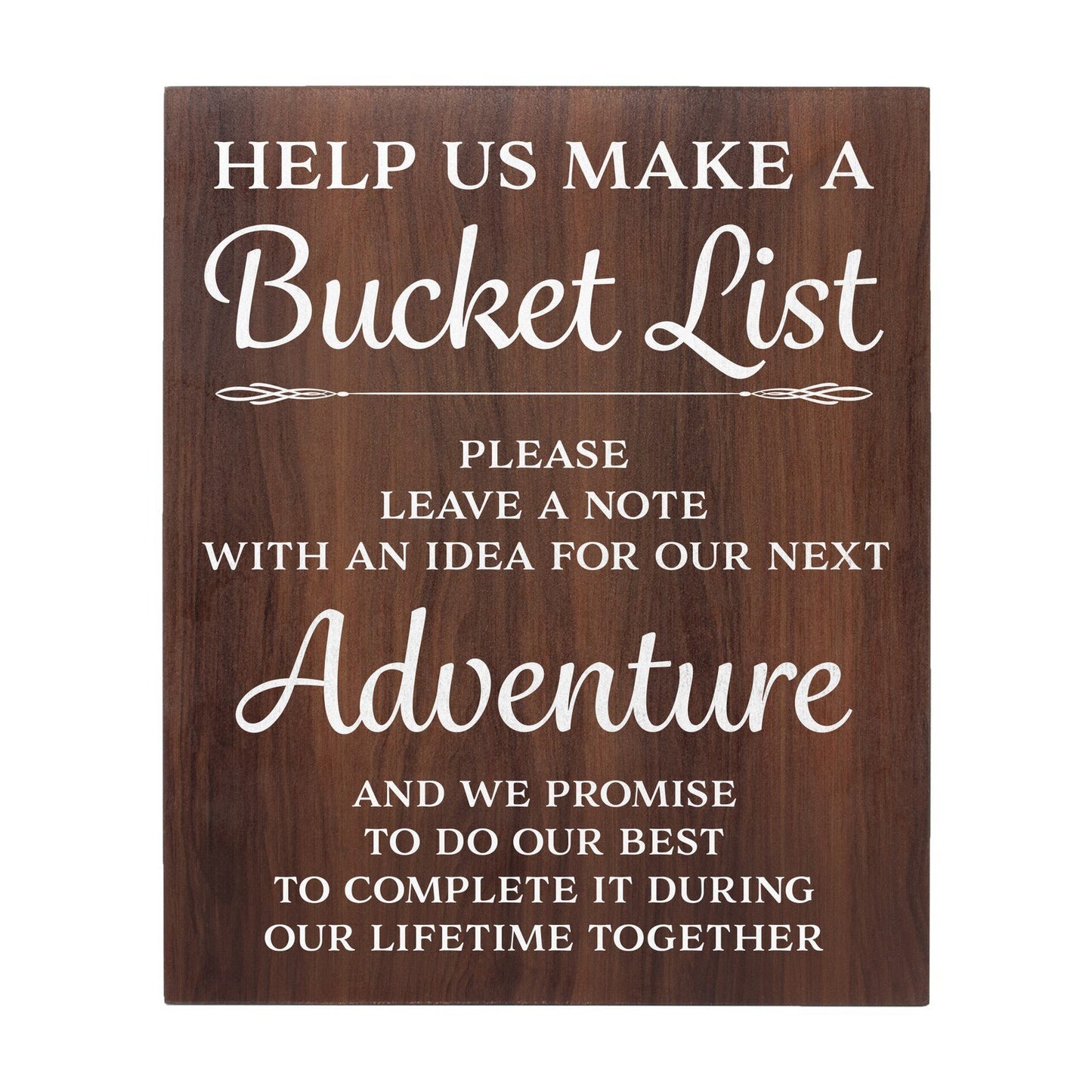 Bucket List Sign , Wedding Decor (Brown)