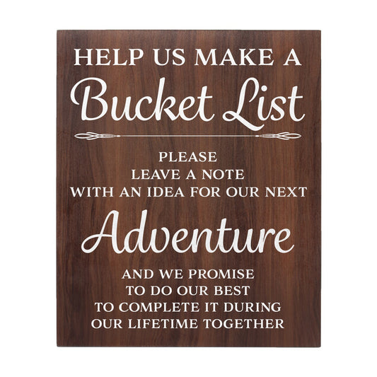 Bucket List Sign , Wedding Decor (Brown)