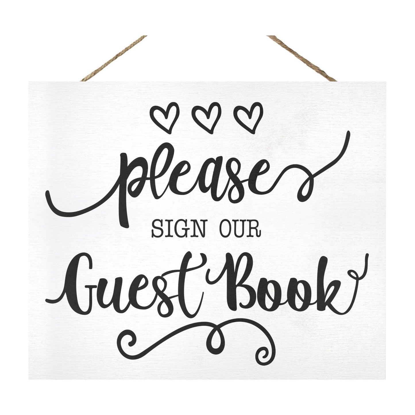 JennyGems Guestbook Sign, Guest Book Table Sign, Wedding Reception Decor (White)