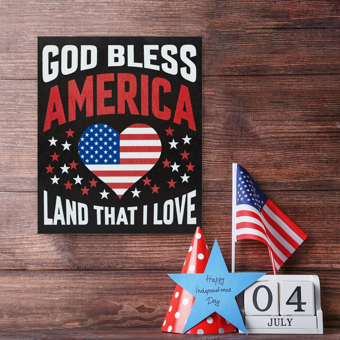 JennyGems Patriotic Decor, God Bless America Sign, 4th of July, Memorial Day