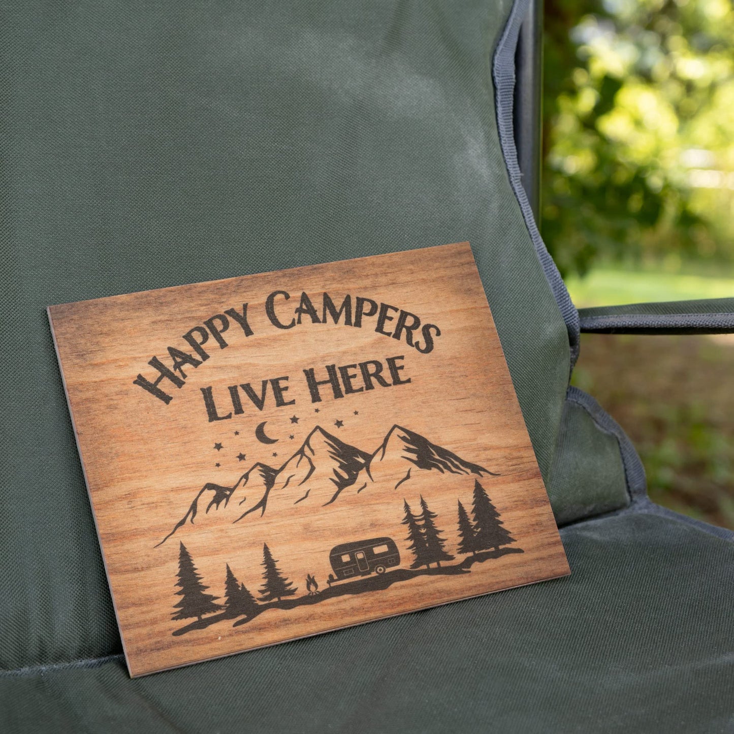 JennyGems Camper Gifts, Happy Campers Live Here Wooden Sign, Camping Decor, Camping Sign, Made in USA