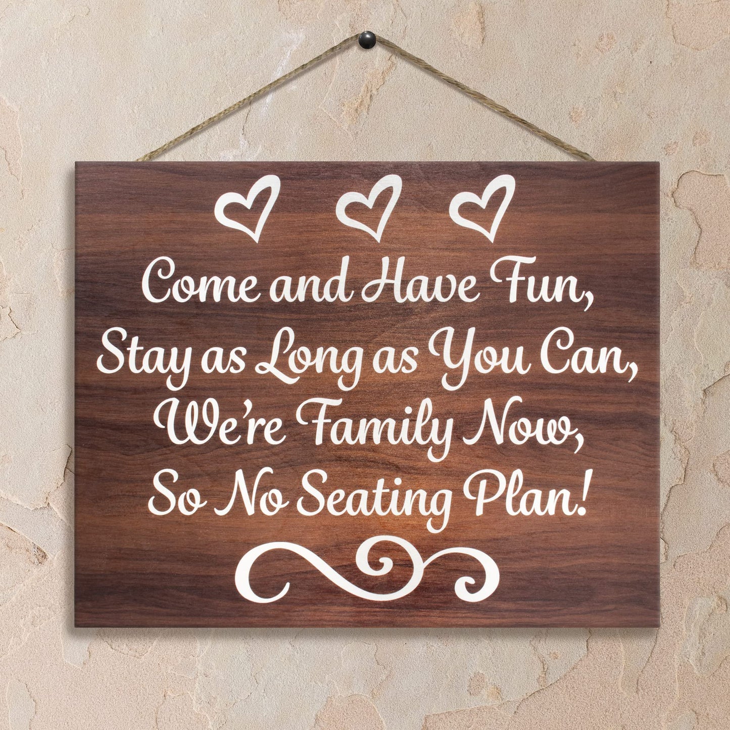 JennyGems Wedding Seating Sign No Seating Plan Wedding Sign, Wedding Ceremony and Reception Decorations, Wedding Welcome Sign, 14.5x11.5 Inch Rustic Wood Sign