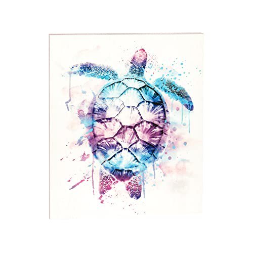 JennyGems Sea Turtle Decor, Watercolor Turtle Wall Art Wooden Sign, Beach Sign