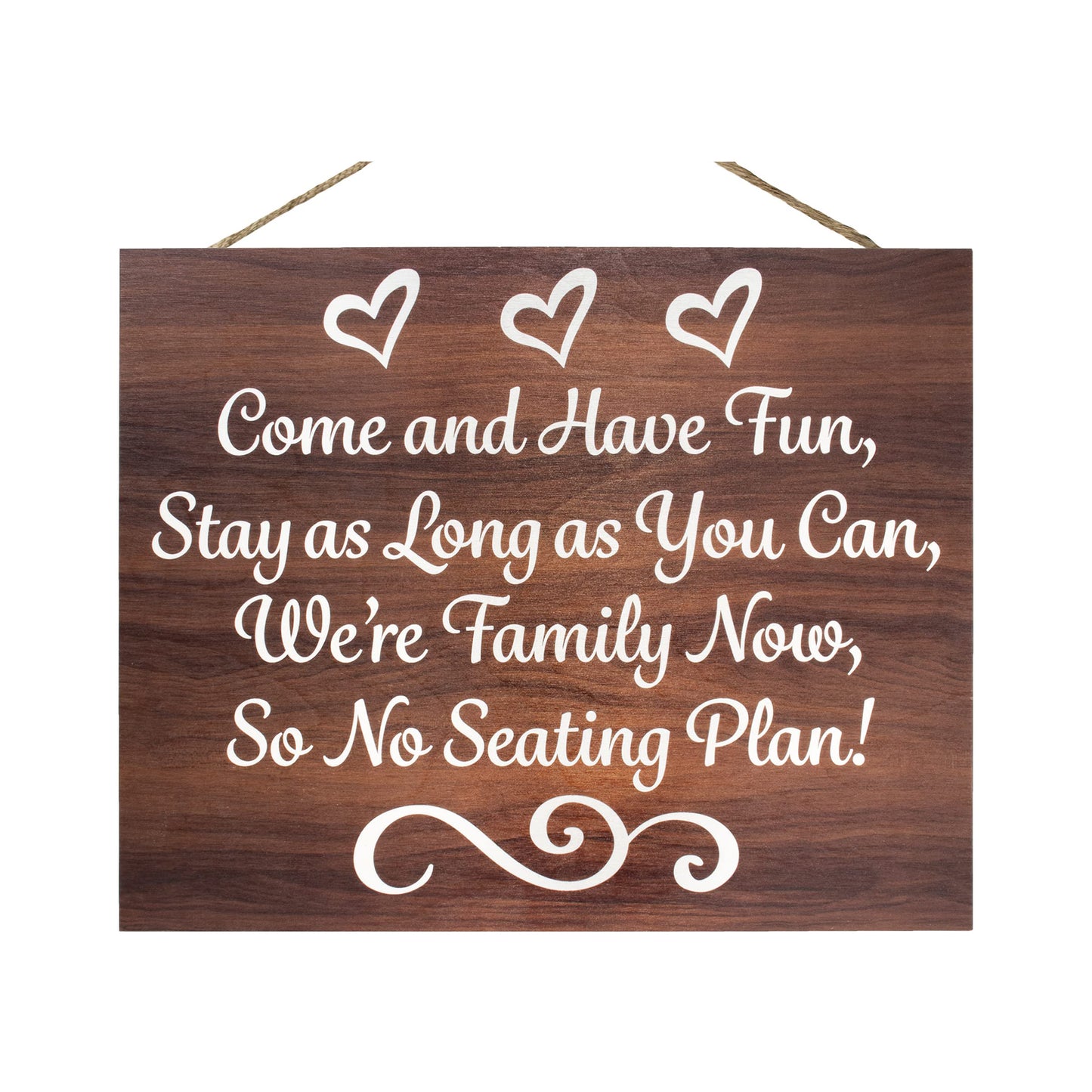 JennyGems Wedding Seating Sign No Seating Plan Wedding Sign, Wedding Ceremony and Reception Decorations, Wedding Welcome Sign, 14.5x11.5 Inch Rustic Wood Sign