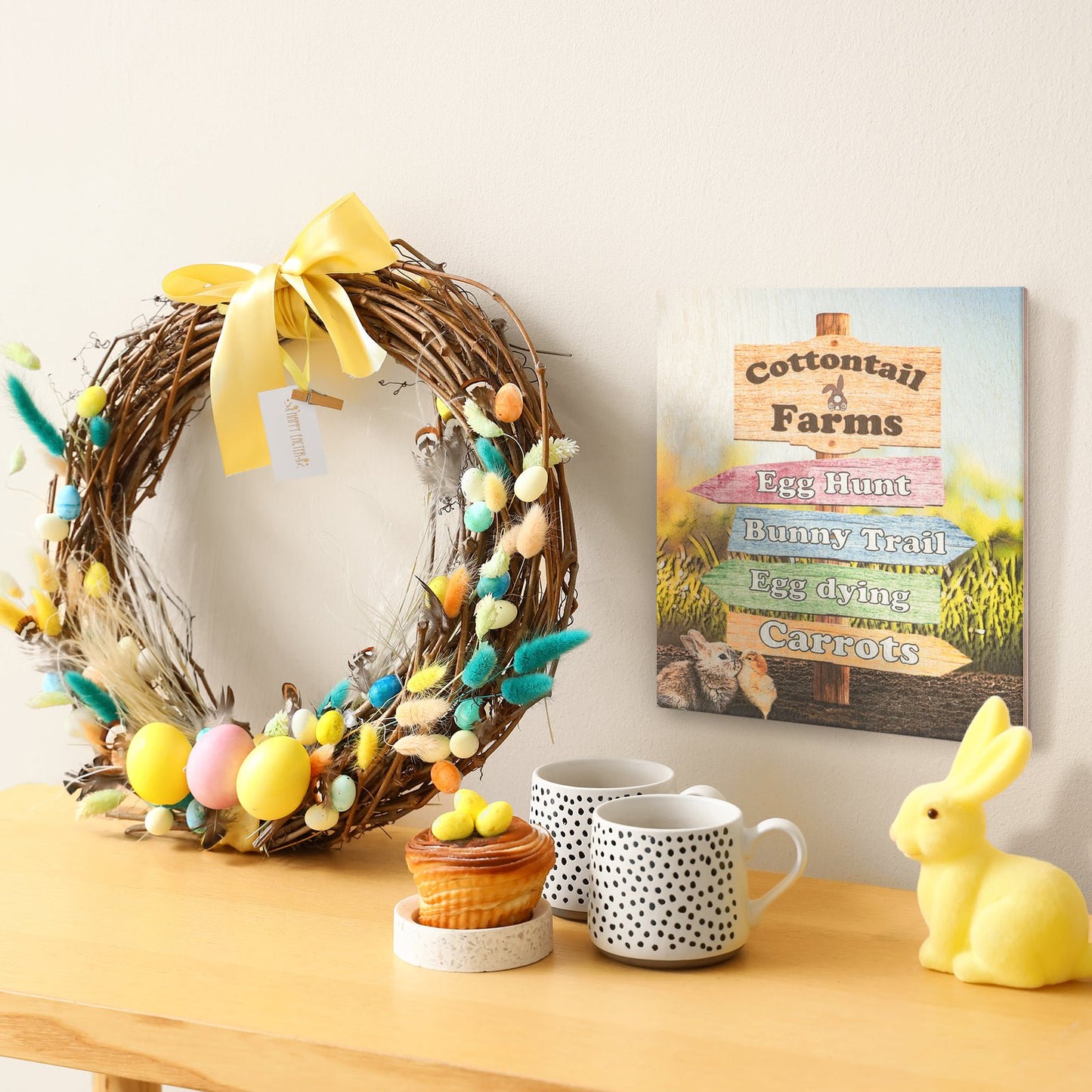 JennyGems Easter Decorations, Cottontail Farms Easter Sign, Wall Hanging