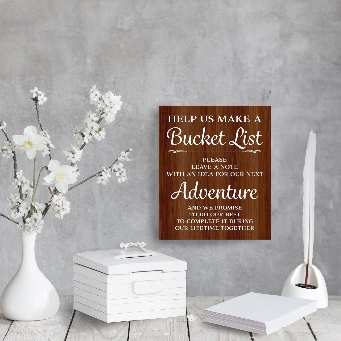 Bucket List Sign , Wedding Decor (Brown)