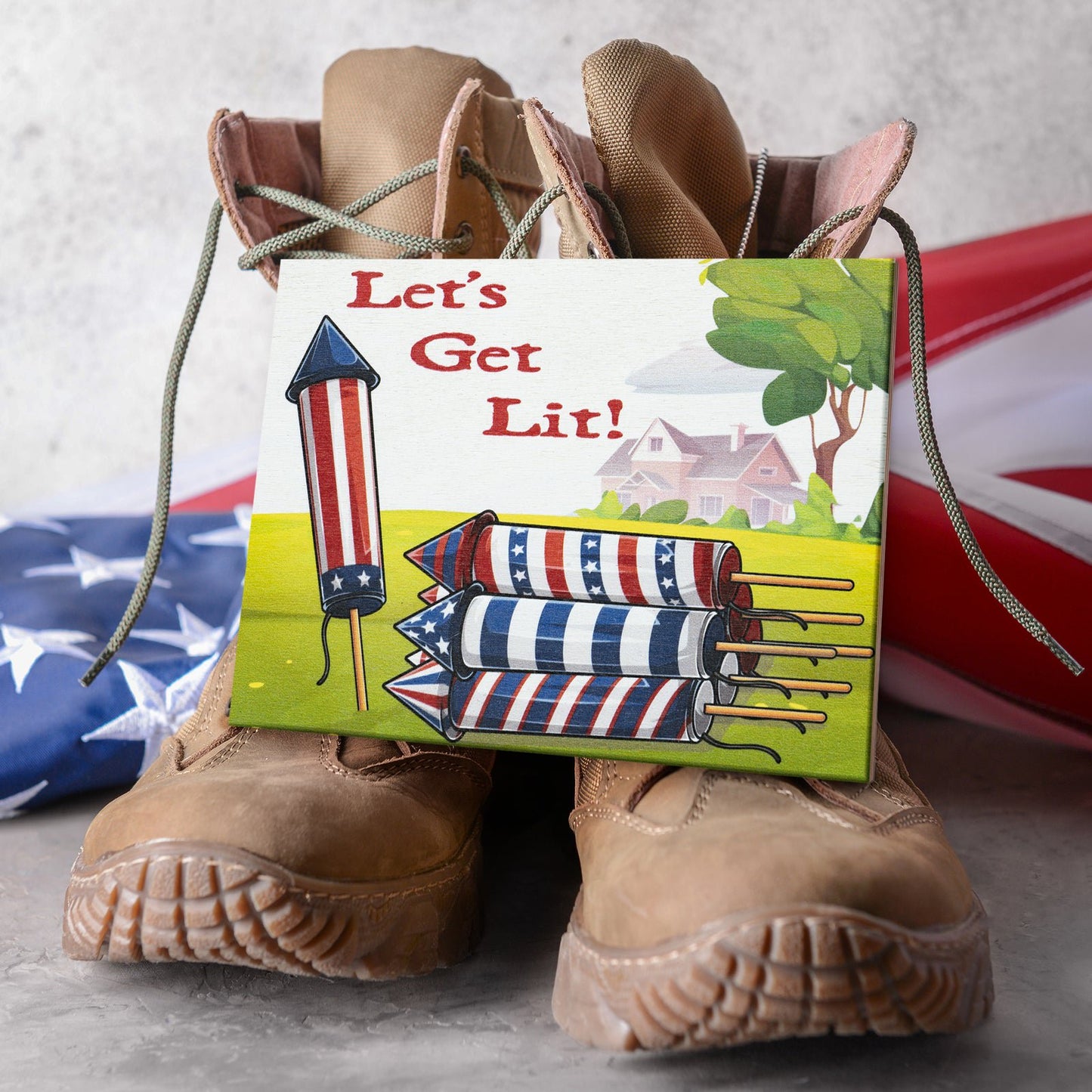 JennyGems Patriotic Decor, Let's Get Lit Sign, 4th of July, Memorial Day
