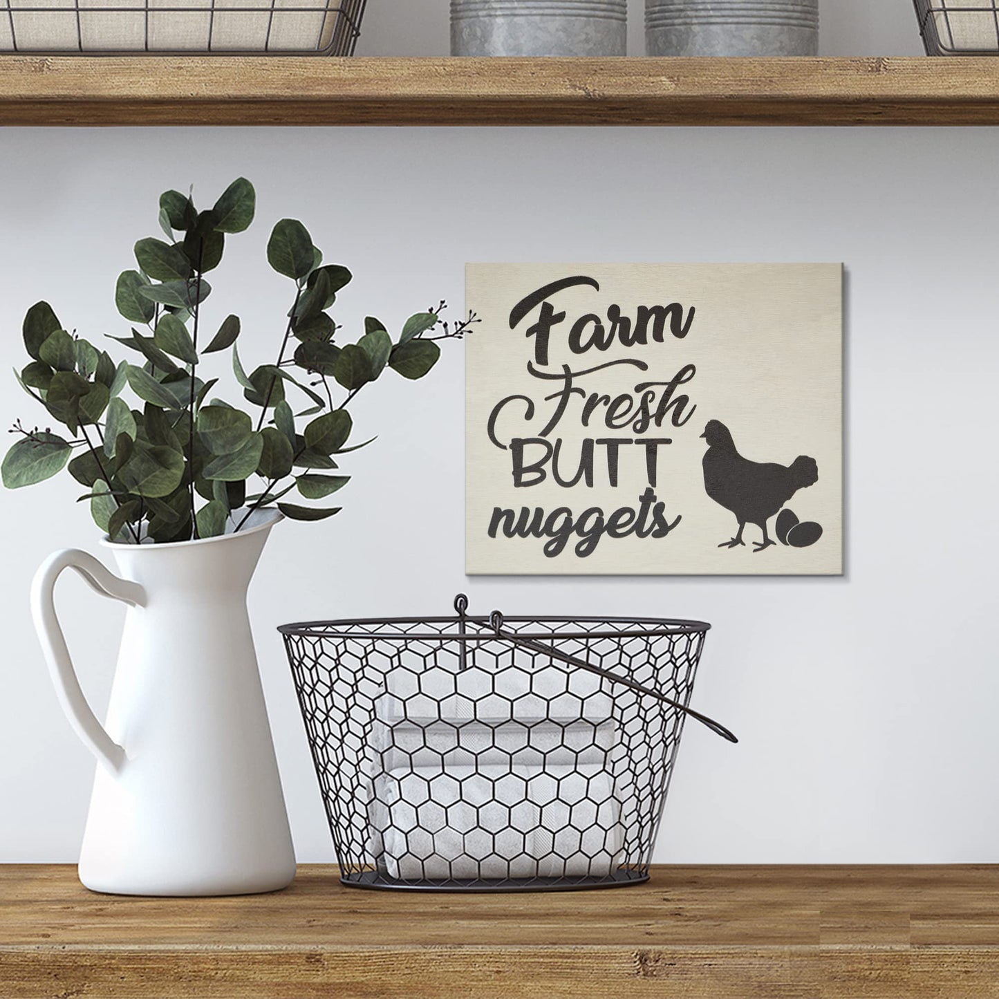 Funny Farm Fresh Nuggets Wooden Coop Sign