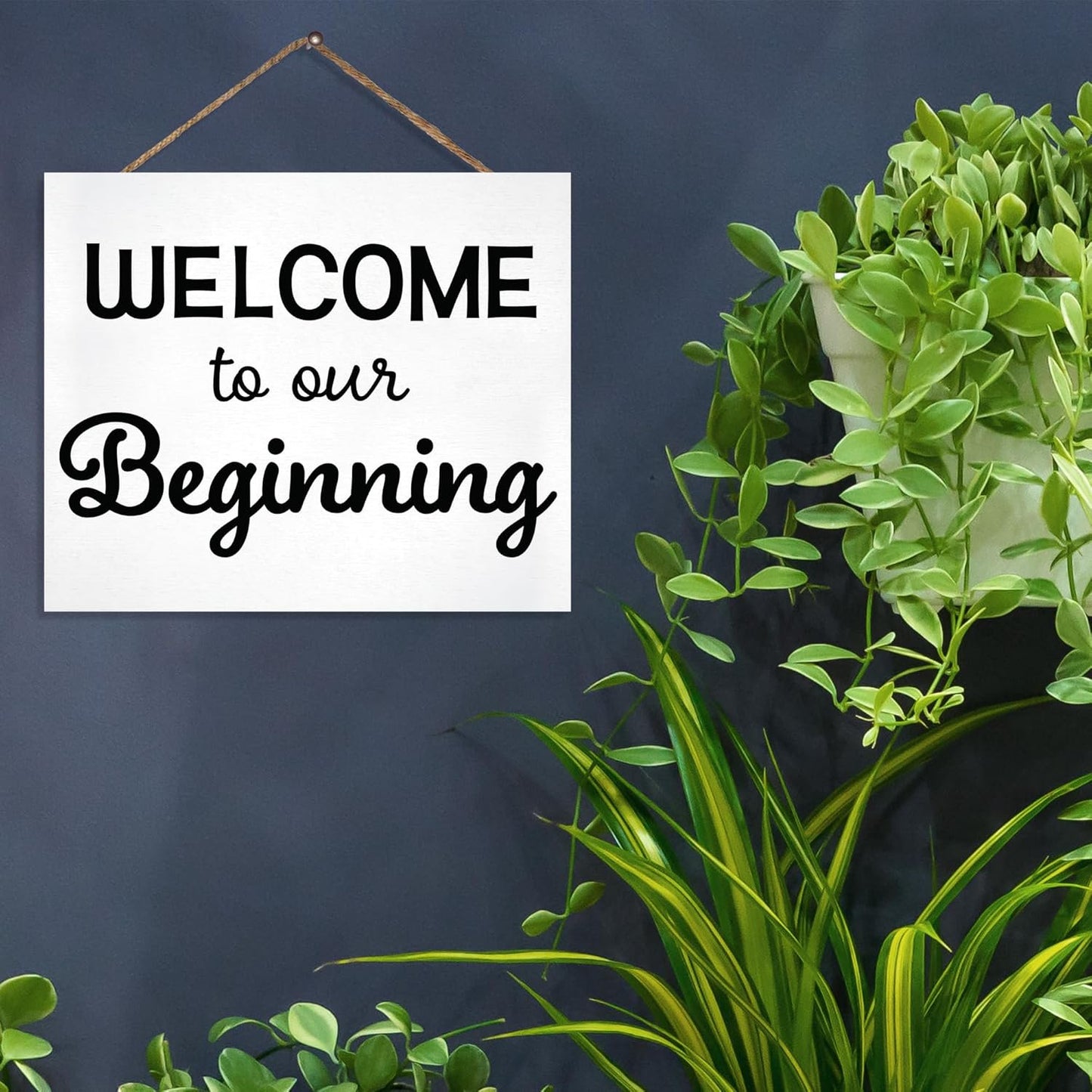 Welcome to the Beginning Sign: Minimalist Wood Wedding & Housewarming Decor