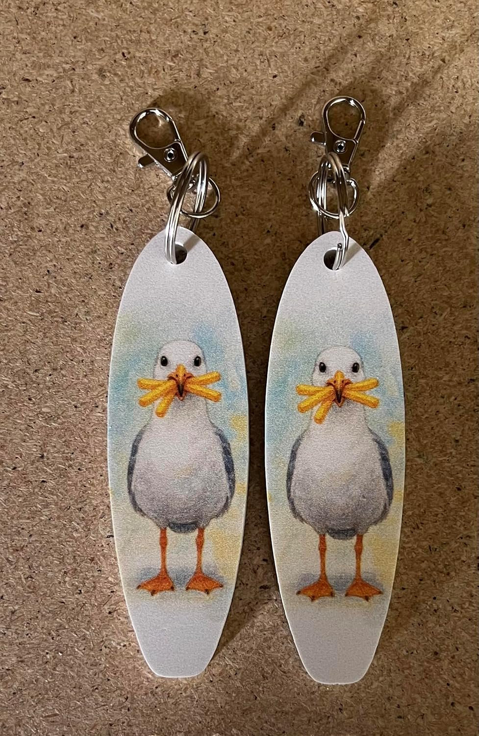 Funny Seagull Keychains Set of 2 – PVC Beach Keyrings for Bags, Backpacks, or Keys – Coastal Souvenir or Gift