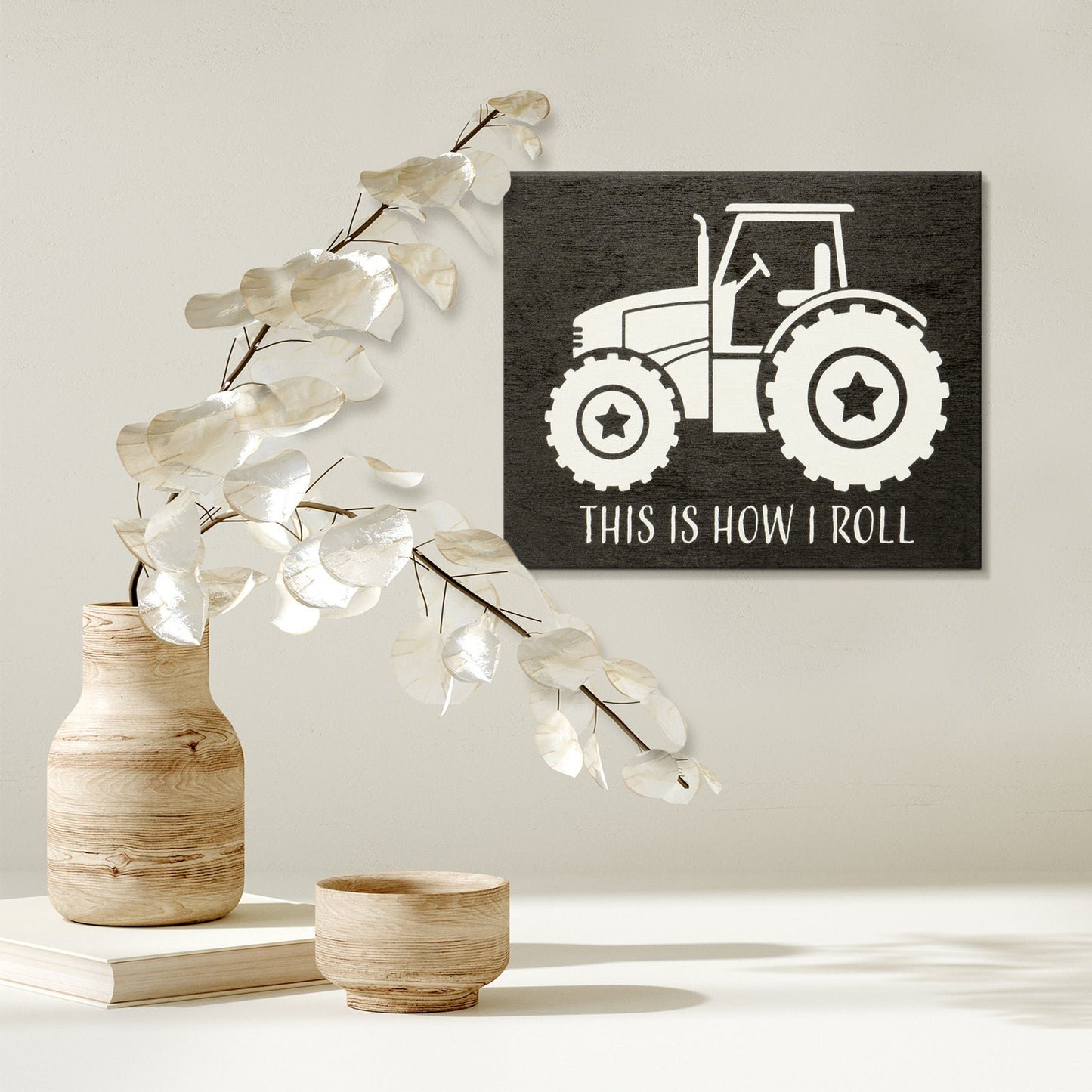 JennyGems This is How I Roll Tractor Wood Sign, Funny Farmer Gifts Tractor Gifts