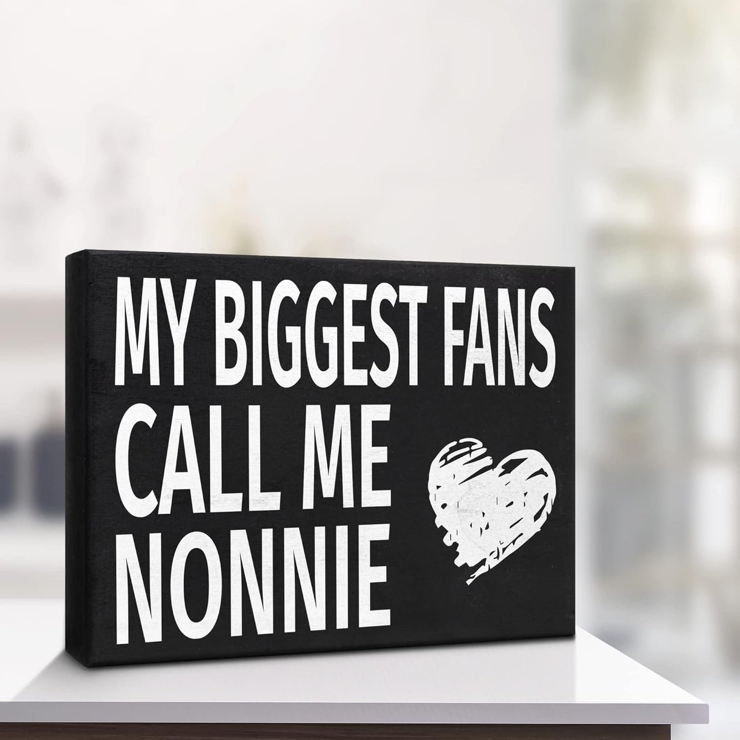 JennyGems Nonnie Gifts, My Biggest Fans Call Me Nonnie Wooden Sign, Shelf Decor and Wall Hanging, Made in USA