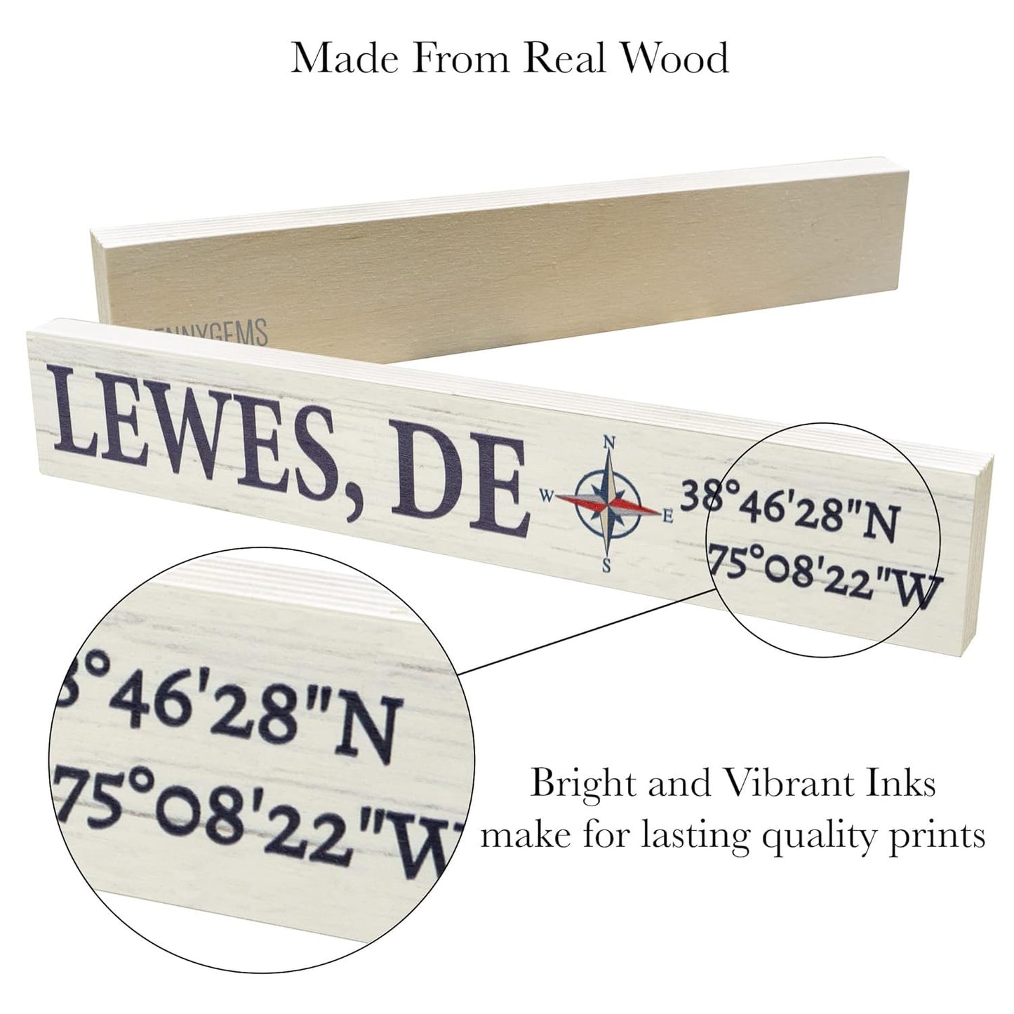 Lewes Delaware Sign: Compass Coordinates, Coastal Decor