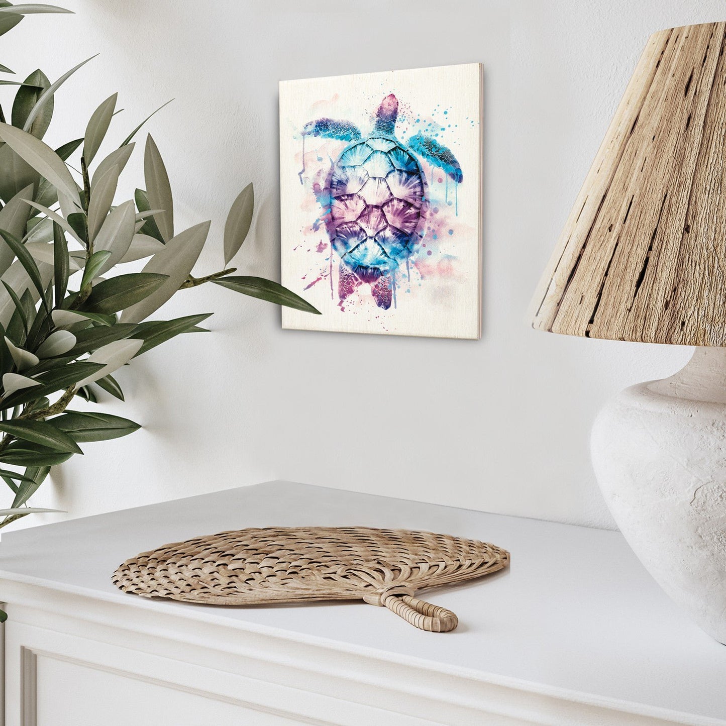 JennyGems Sea Turtle Decor, Watercolor Turtle Wall Art Wooden Sign, Beach Sign