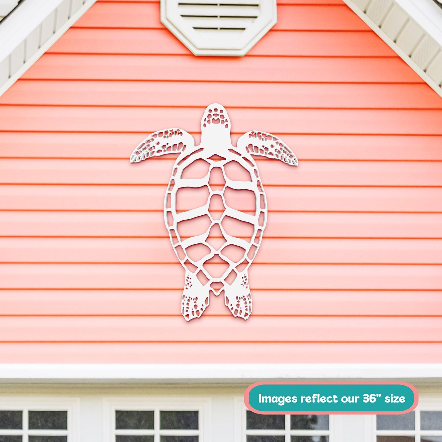Outdoor Sea Turtle Wall Decor - PVC Turtle Sign for Beach House, Coastal Home, Patio, or Fence - Nautical Ocean-Themed Wall Art