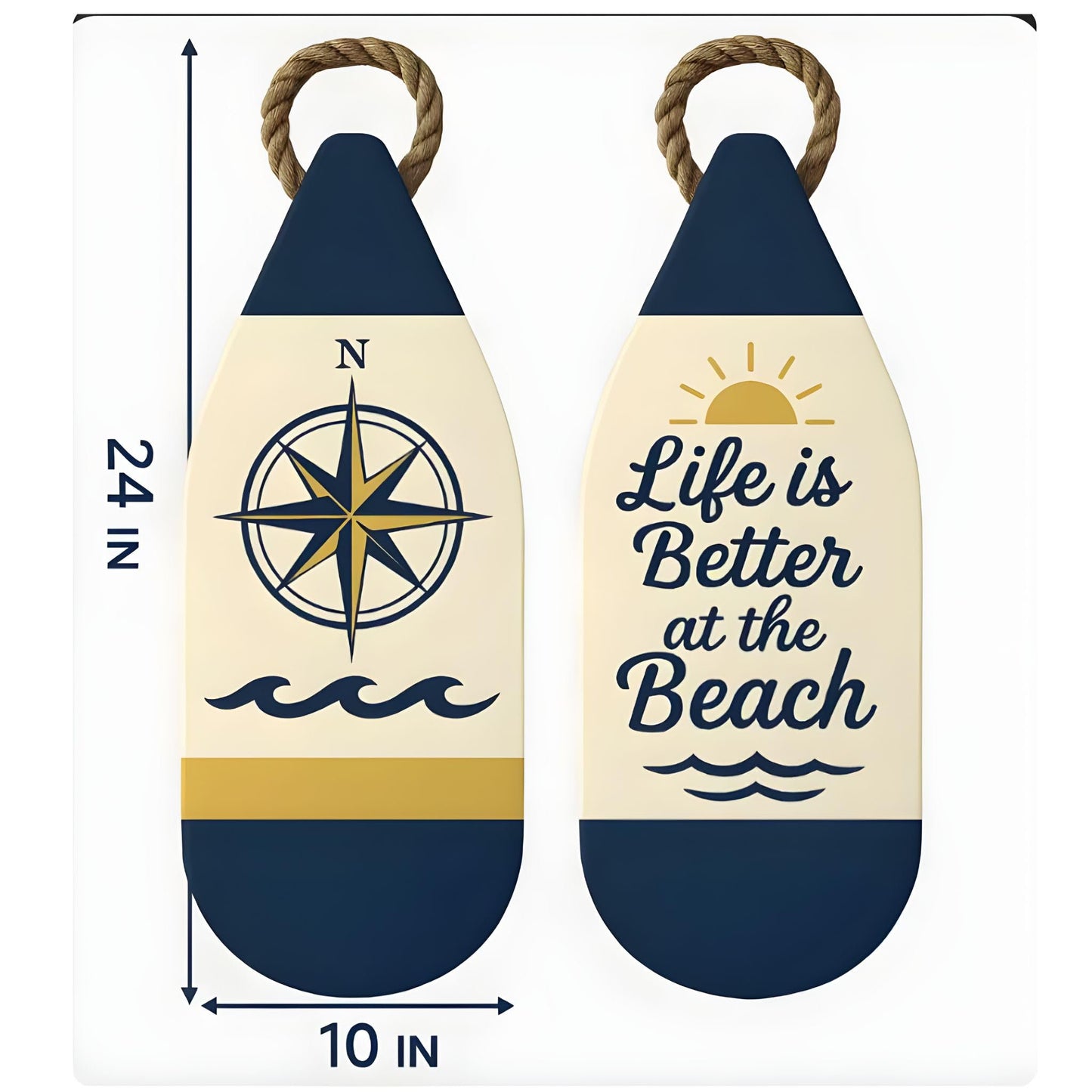 Outdoor Buoy Wall Art - Coastal Decor for Beach or Lake House, Nautical PVC Signs