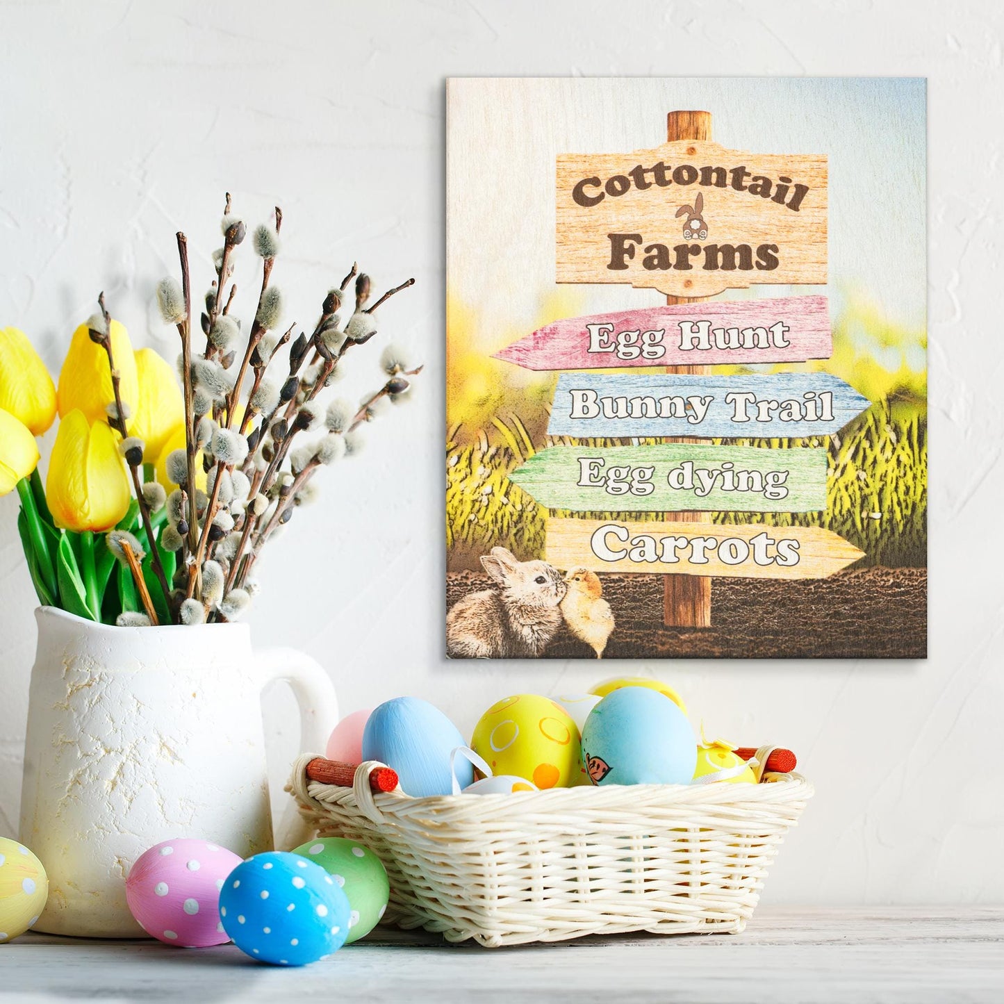 Farmhouse Easter Sign: Cottontail Farms Wooden Decor