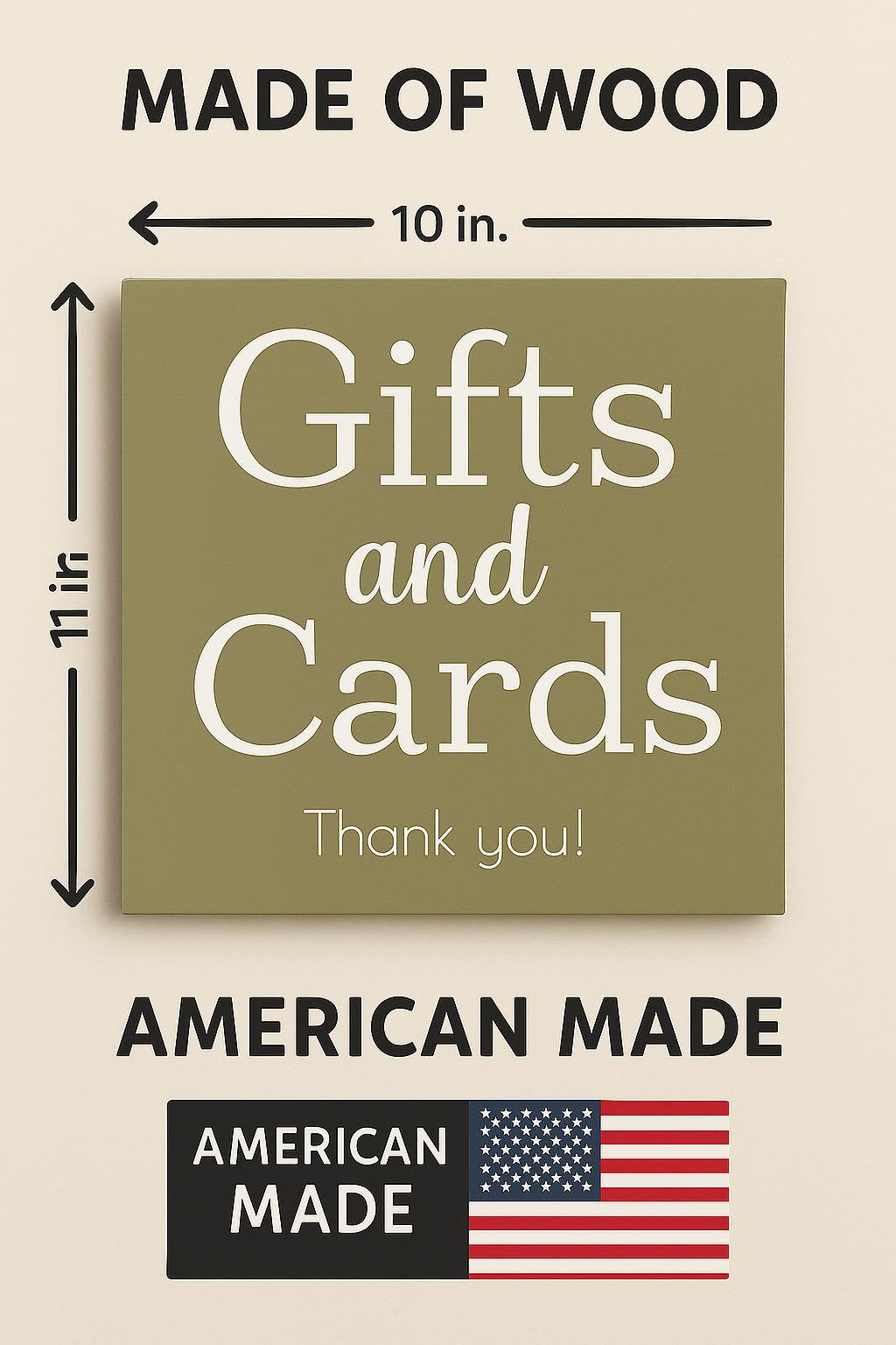 Elegant Gifts and Cards Wedding Sign: Wooden Table Decor, 10x11