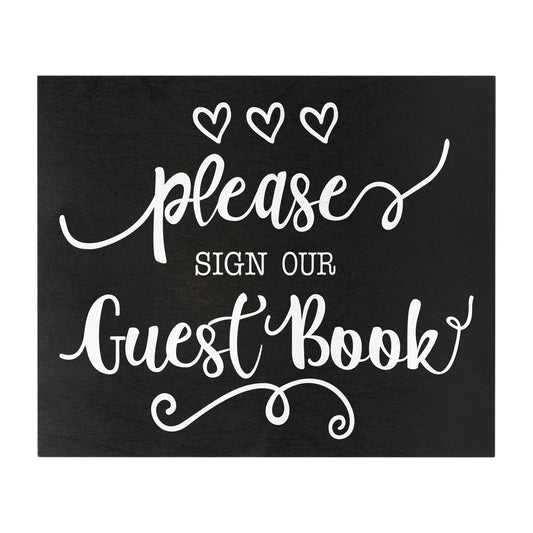 JennyGems Guest Book Sign, Guestbook Table Decor for Party, Wedding or Shower, Black, Made in USA