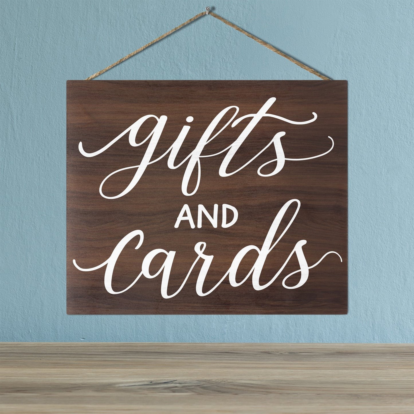 JennyGems Gifts and Cards Sign, Wedding Signs, Bridal Shower Party Decor (Brown)