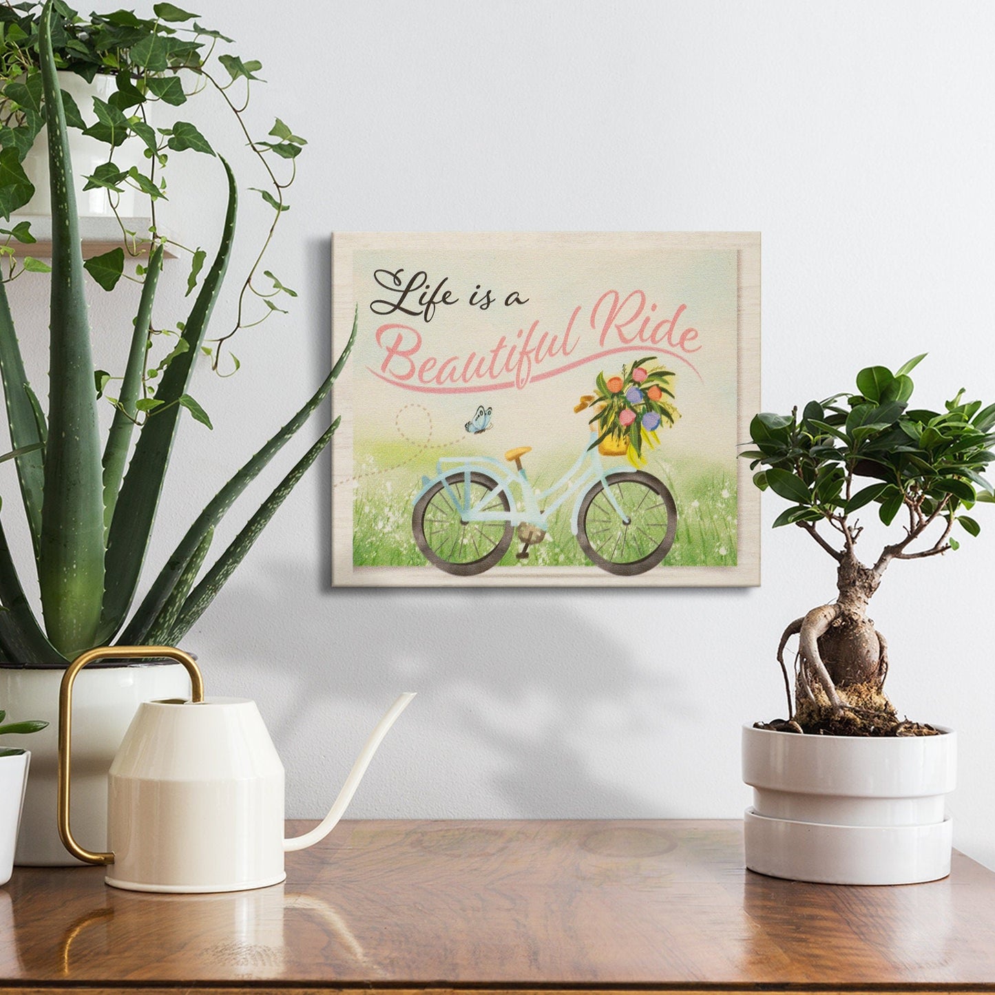 Life Is a Beautiful Ride Wooden Sign, Spring Decor, Bicycle Art, Inspirational Quote, Motivational Wall Art, Spring Decorations