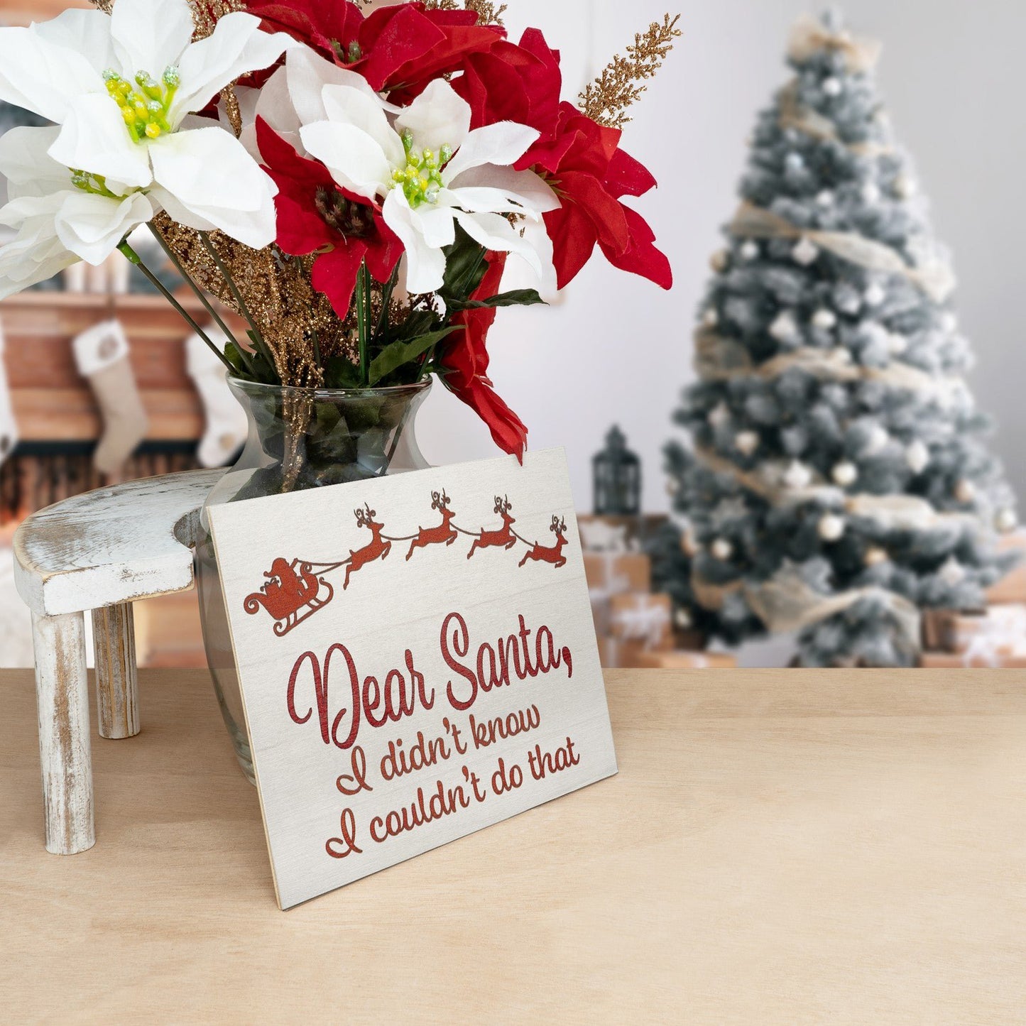 JennyGems Dear Santa I Didn't Know, Christmas Decoration, Funny Decor Santa Sign
