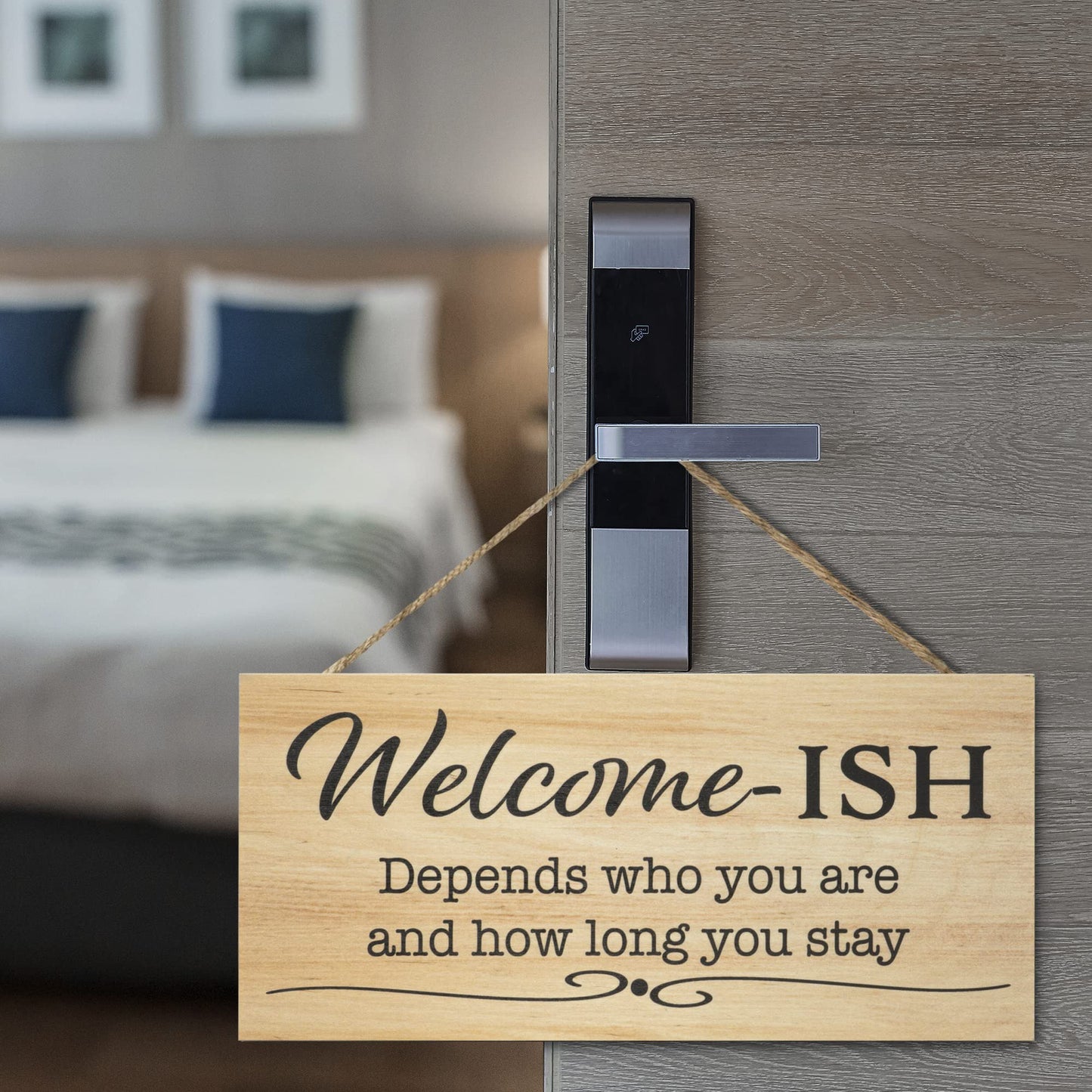 Funny Welcome Sign For Front Door, Welcome-ish Door Hanging Sign, Porch Wooden Decoration, American Made