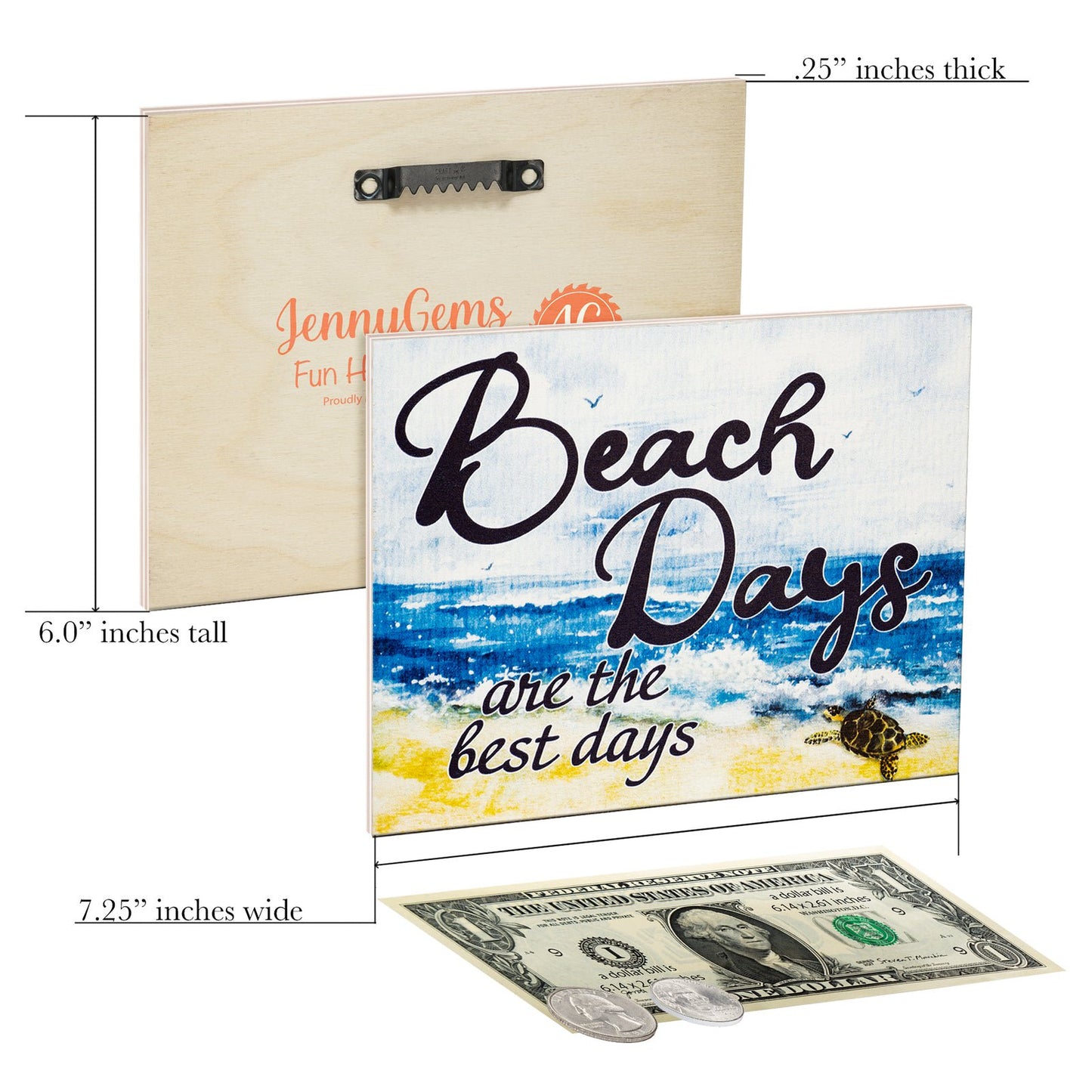 JennyGems Beach Days Are the Best Days, Bathroom Sea Turtle Decor, Beach Signs