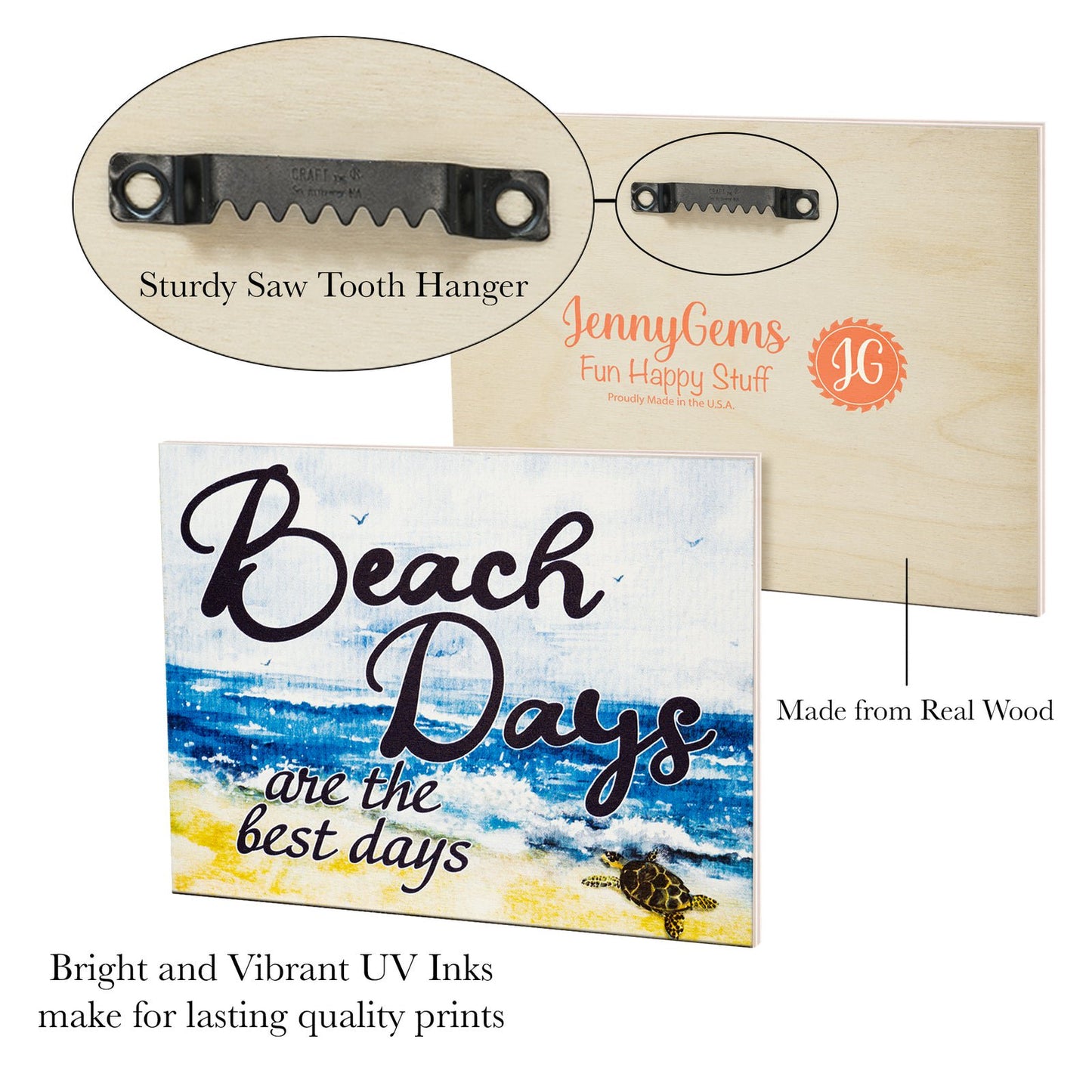 JennyGems Beach Days Are the Best Days, Bathroom Sea Turtle Decor, Beach Signs