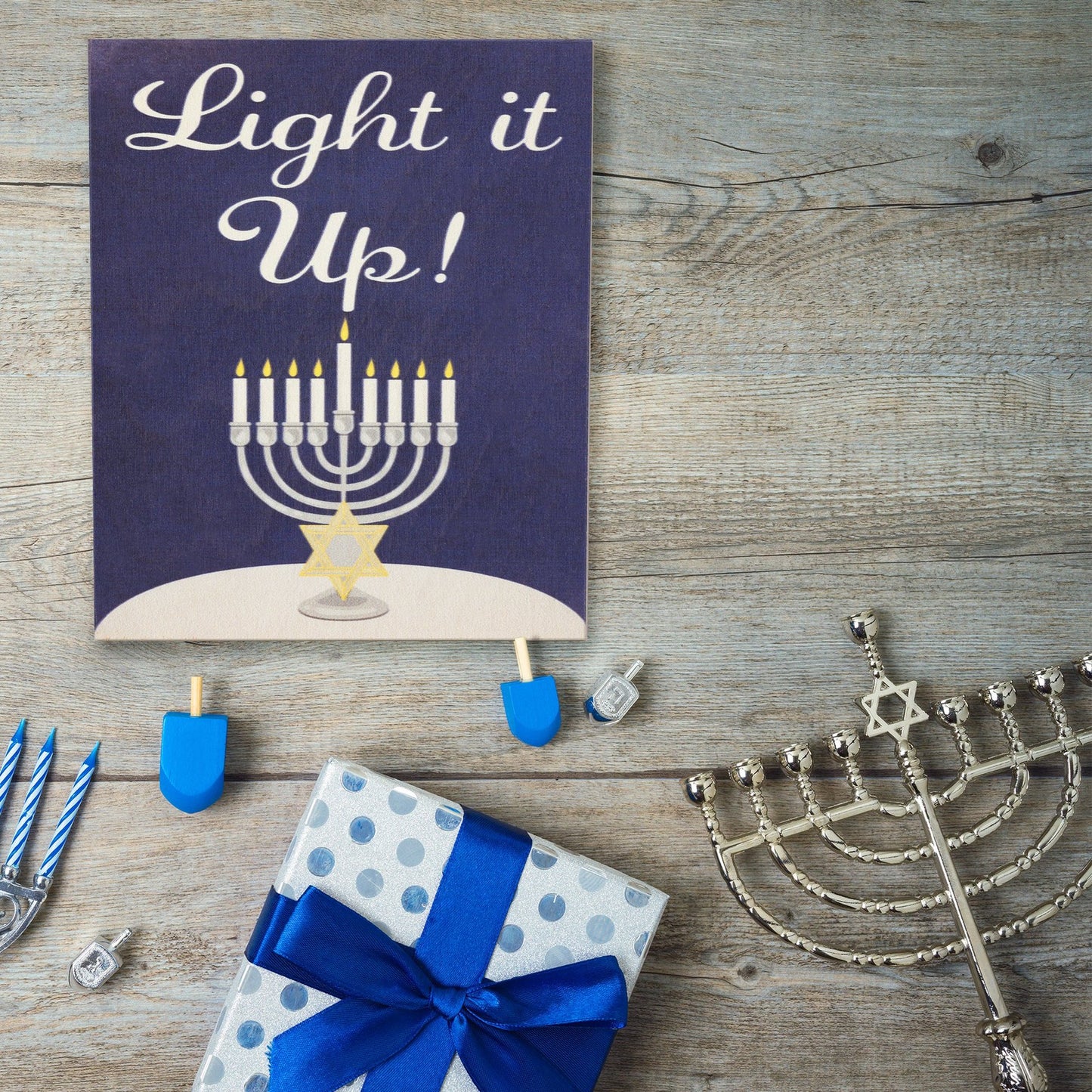Light it Up Wood Sign, Hanukkah Decorations, Hanukkah Party Decorations, Chanukah Decorations Hanukkah Menorah, Hanukkah Gifts