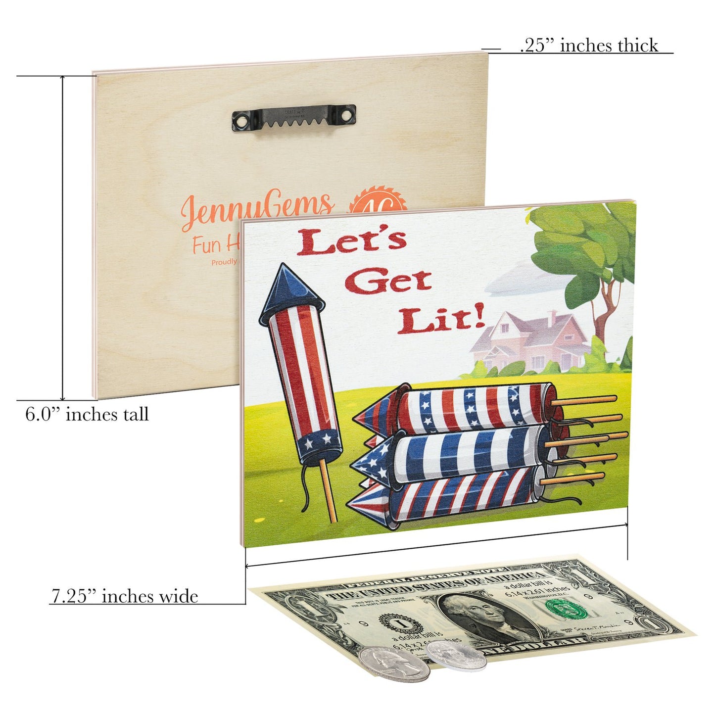 JennyGems Patriotic Decor, Let's Get Lit Sign, 4th of July, Memorial Day