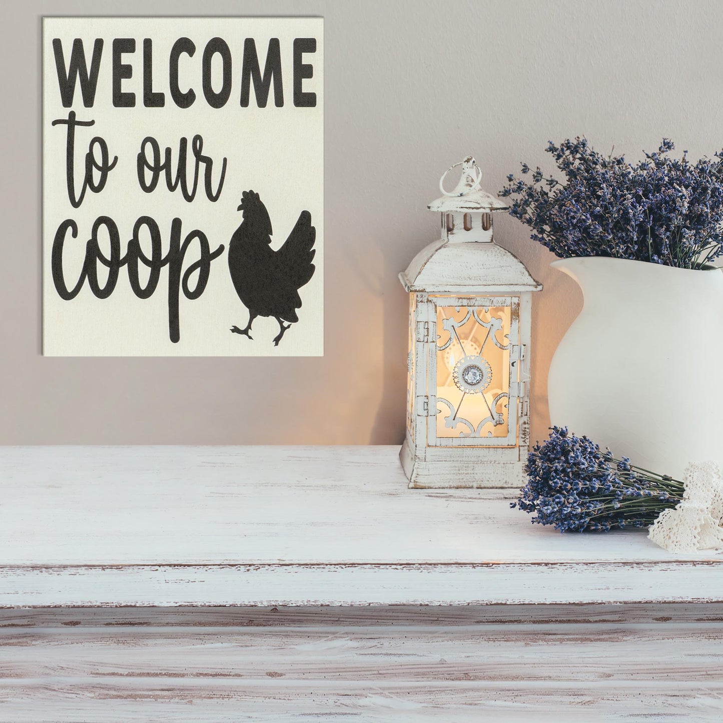 Welcome To Our Coop Chicken Sign: Farmhouse Barn Decor