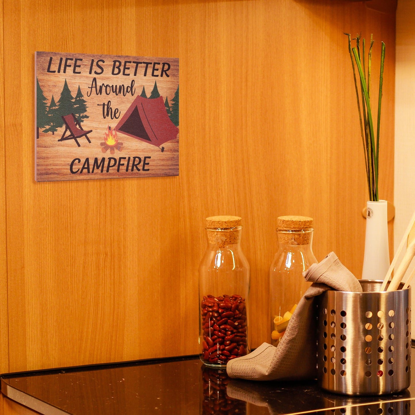 JennyGems Camper Gifts, Life Is Better Around the Campfire Sign, RV Decor