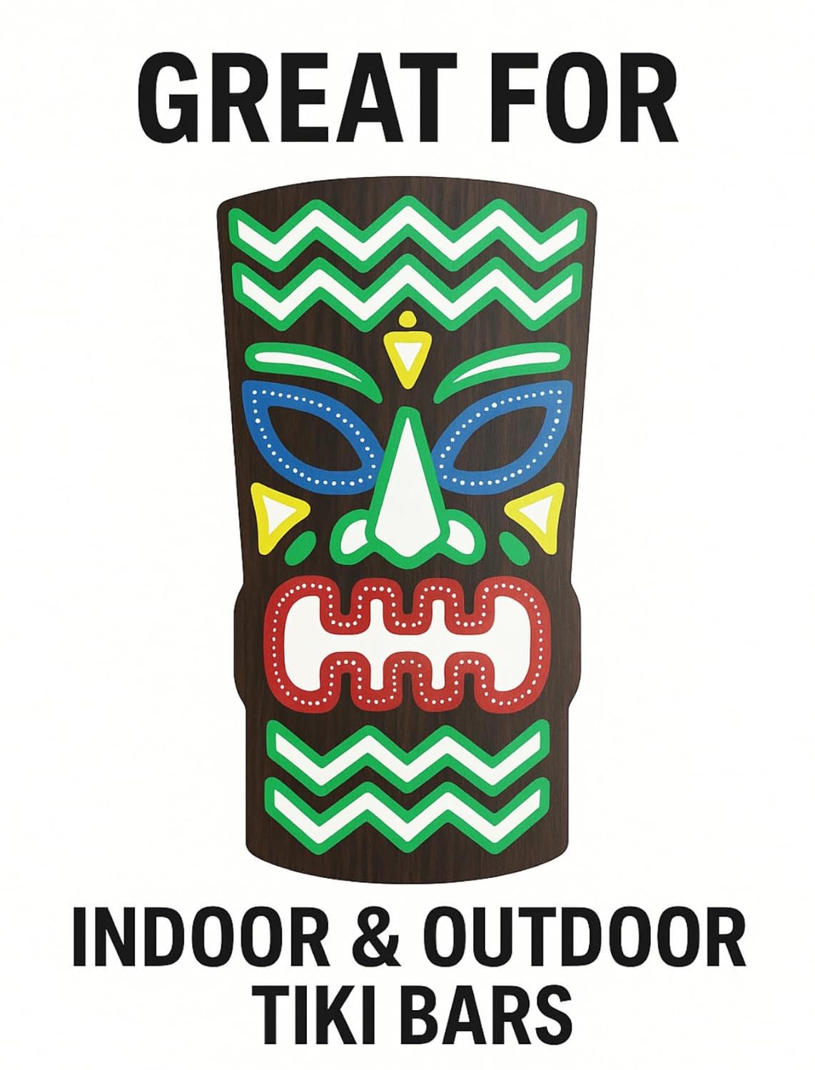 Weatherproof PVC Tiki Mask: Tropical Bar Decor, Hawaiian Style