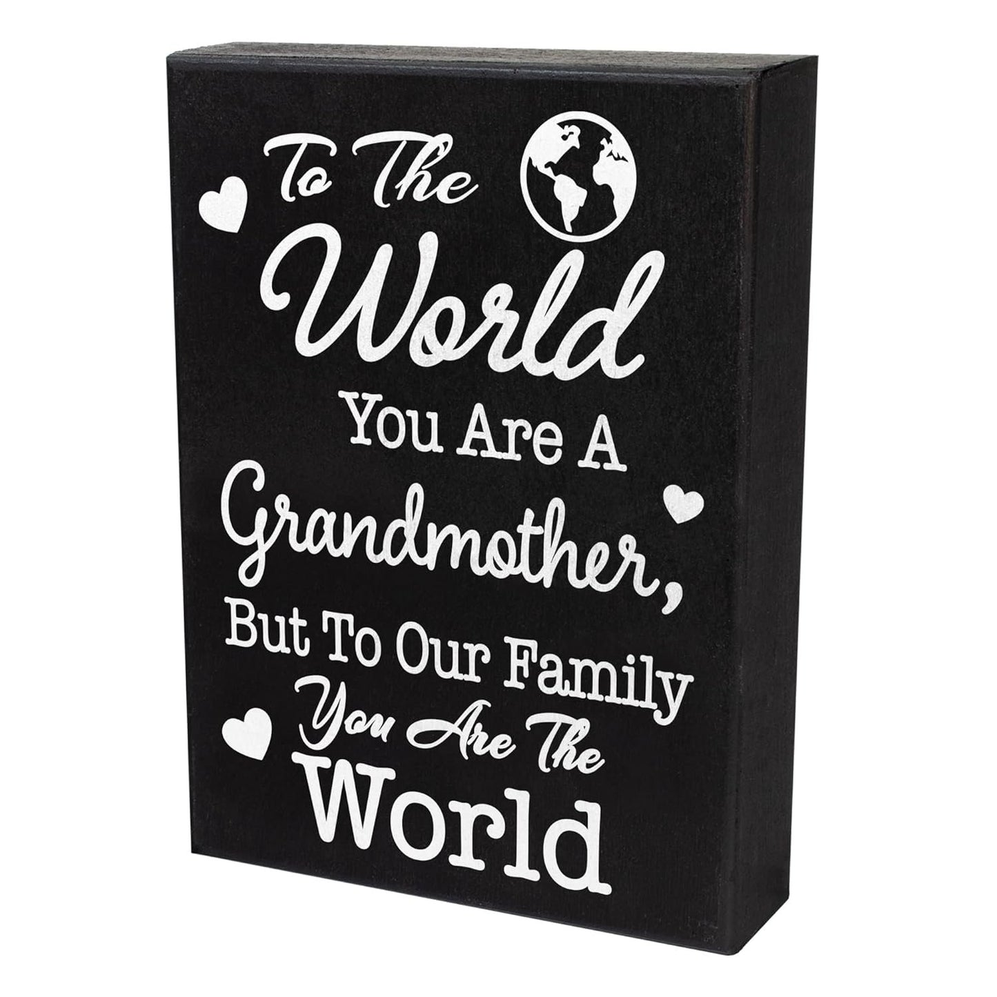 JennyGems Grandmother Gifts, To the World You Are a Grandmother Wooden Sign, Shelf Decor and Wall Hanging, Made in USA